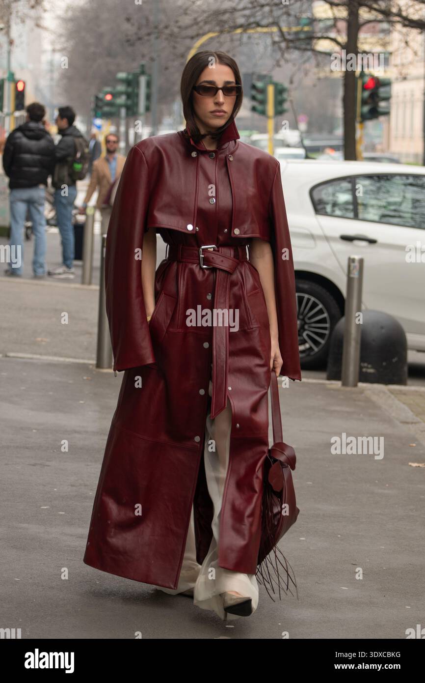 Guests arriving at Sportmax Fashionshow during Milan Fashionweek AW 26 Stock Photo