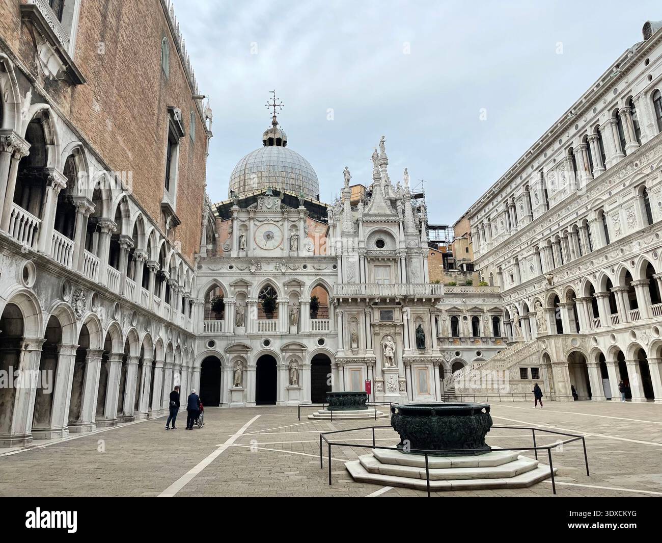 Courtyard view of the Doge’s Palace (Palazzo Ducale) with ornate arches and historic architecture in Venice, Italy. - Smartphone Captured Stock Image