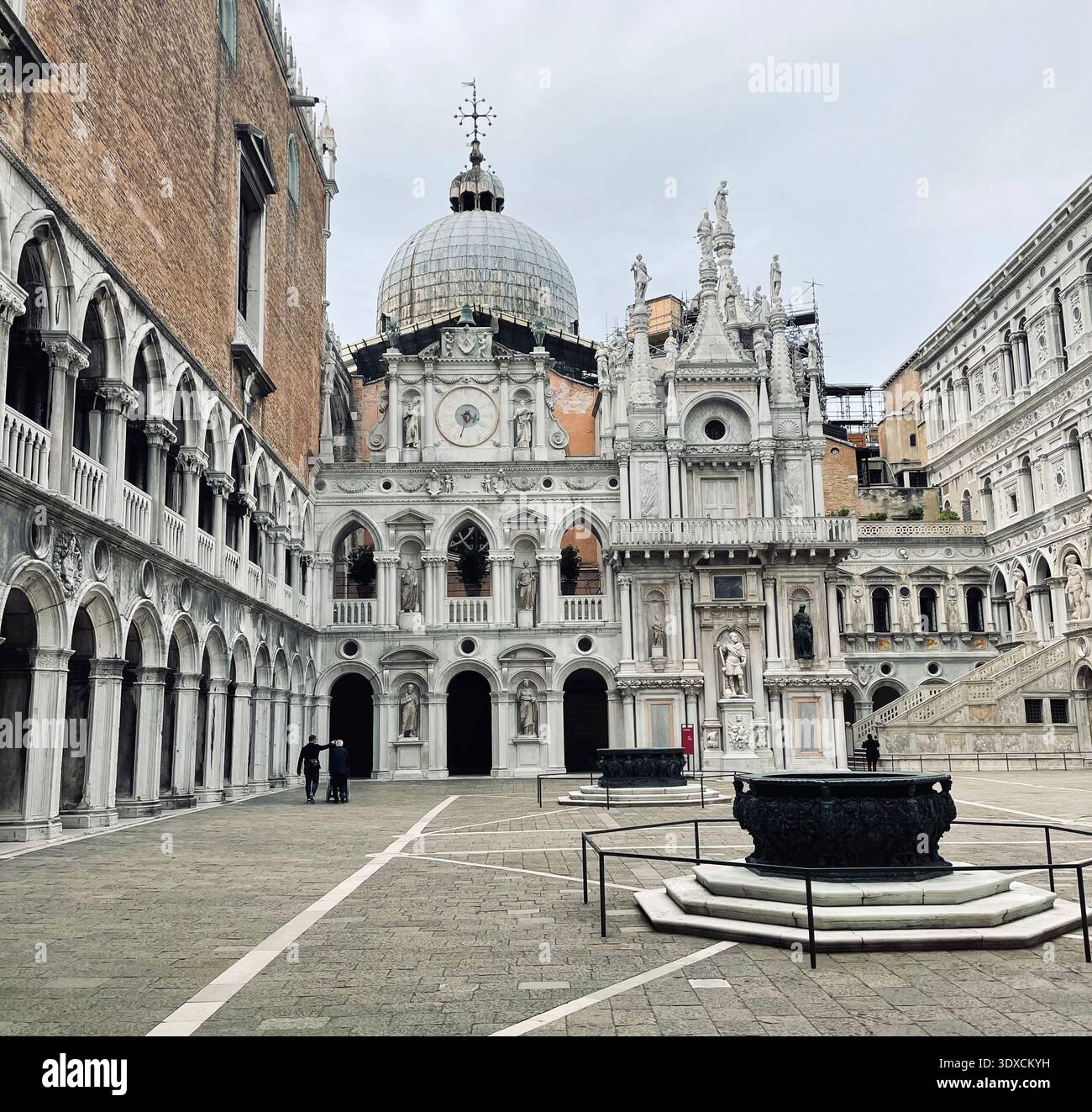 Courtyard view of the Doge’s Palace (Palazzo Ducale) with ornate arches and historic architecture in Venice, Italy. - Smartphone Captured Stock Image