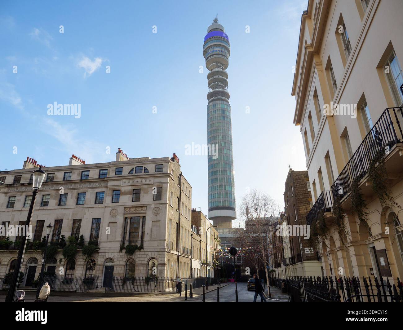 BT Tower viewed from Fitzroy Square, London, UK Stock Photo