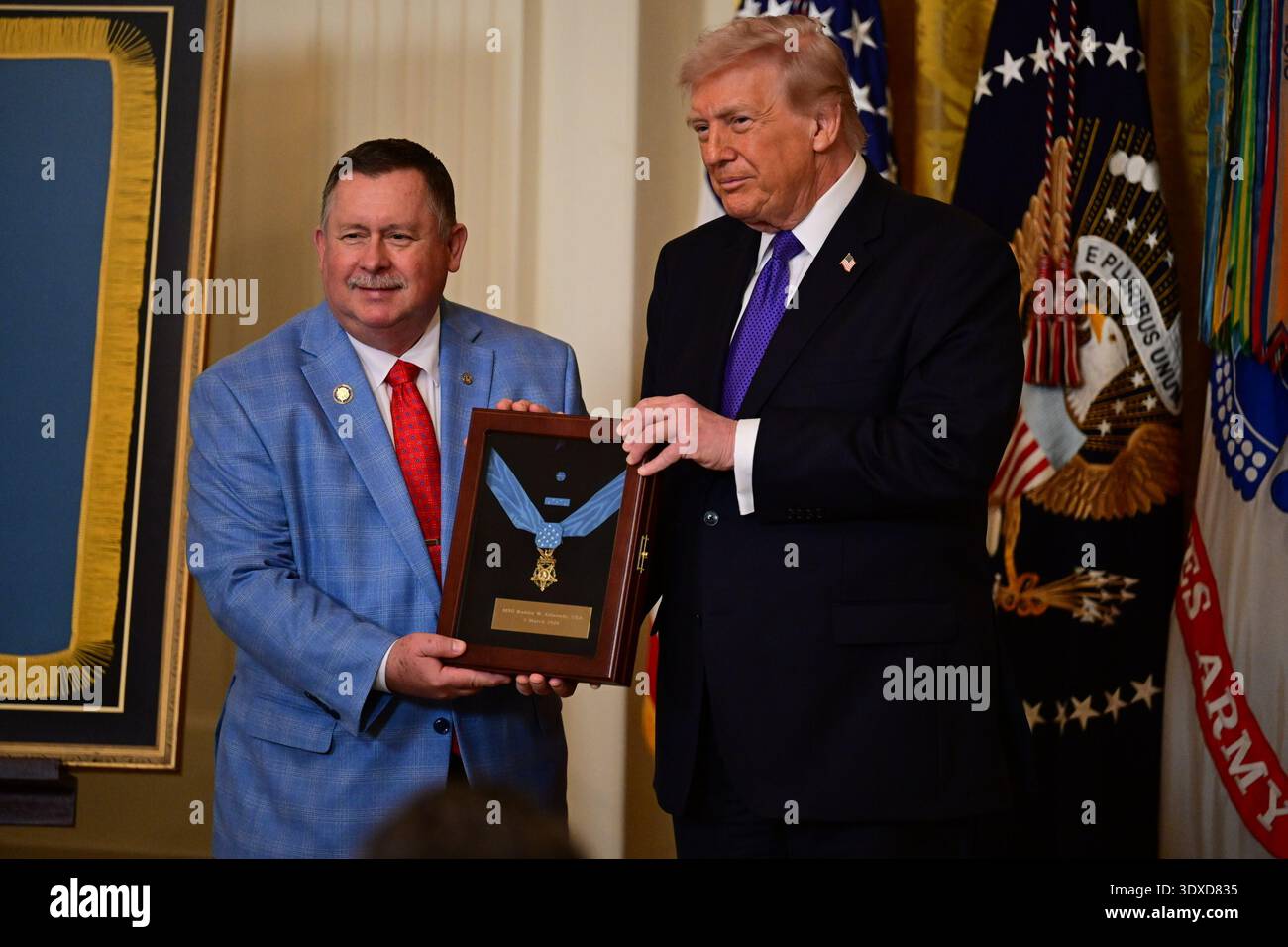Sergeant Samuel Roderick March 2, 2026, Washington, D.C, USA: (NEW) Chris Edmonds (L), son of ...