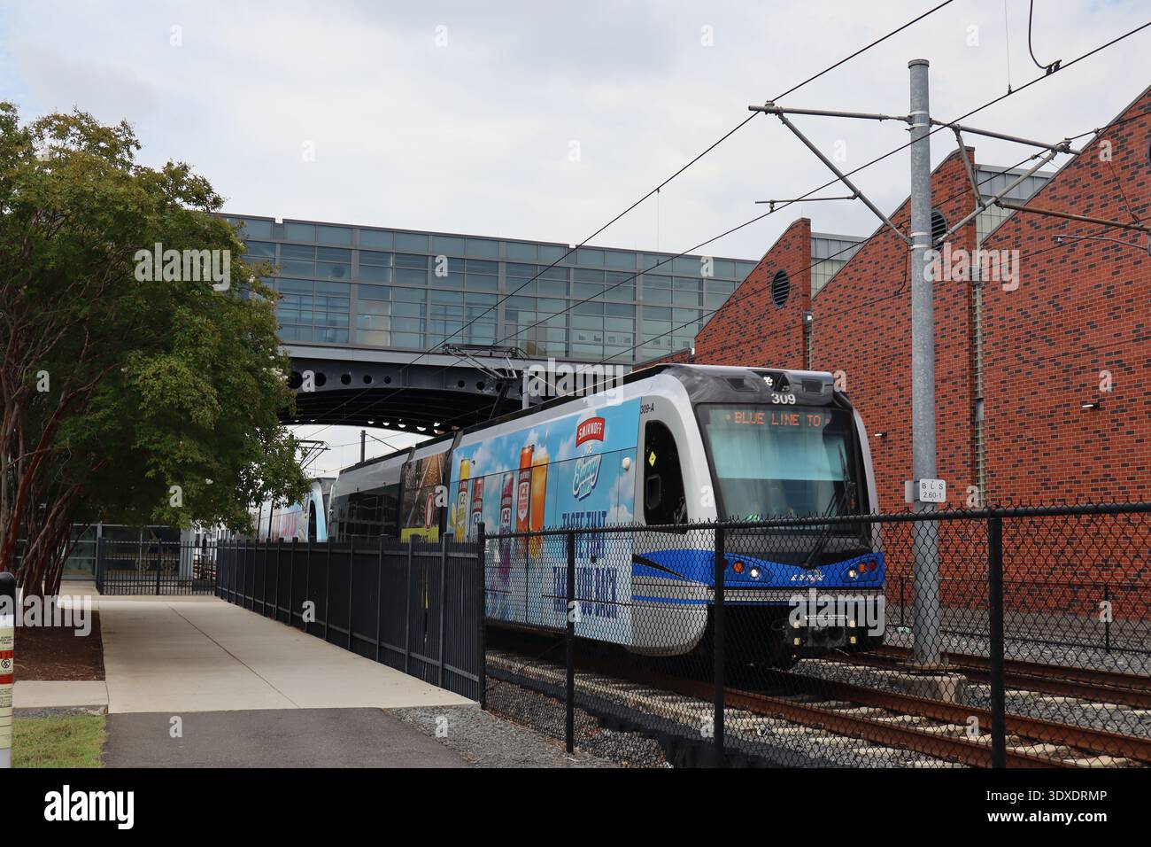 Lynx light rail train on blue line in Charlotte's Southside Park Stock ...