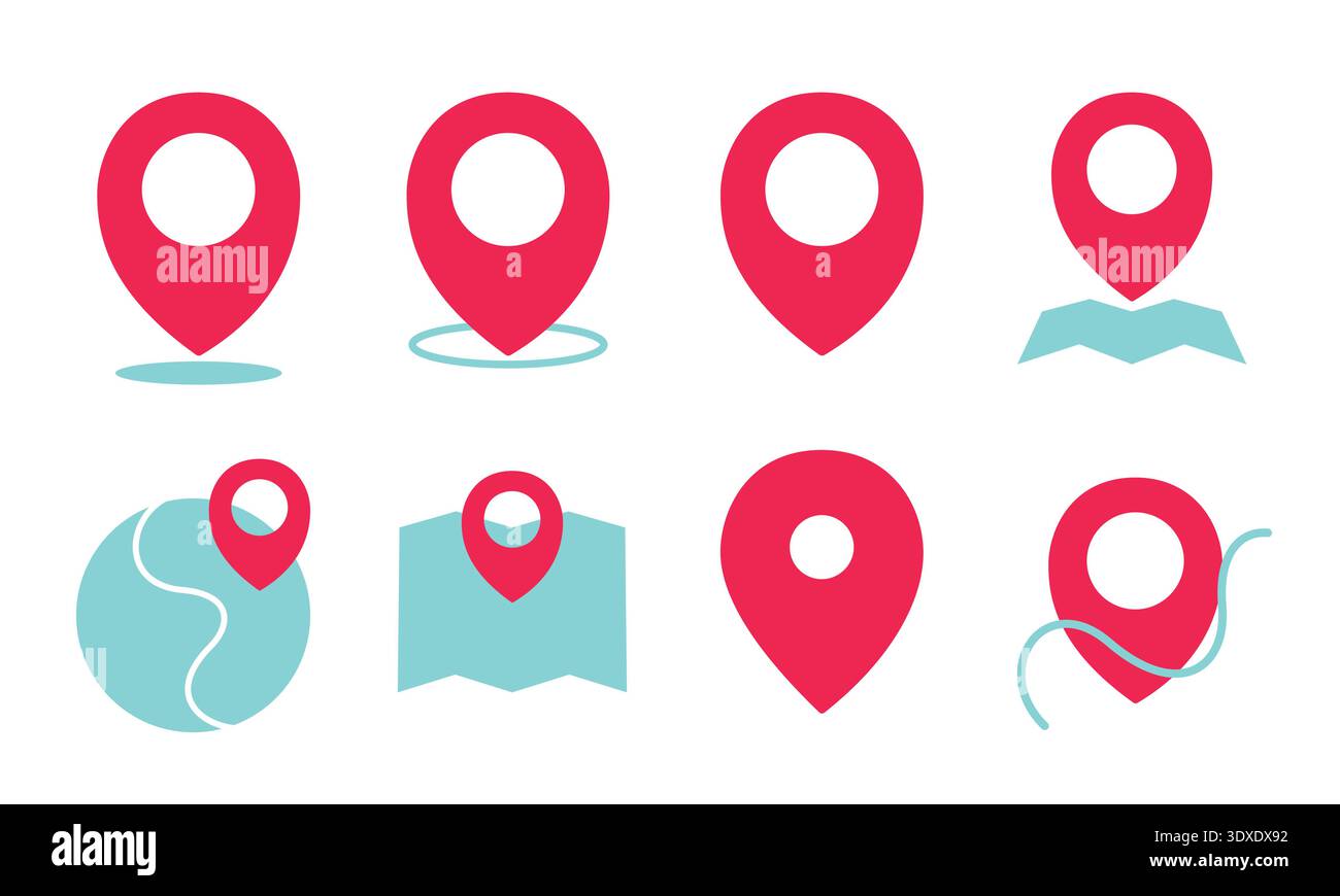 Location pin icon clipart set. Map location Pin clip art for travel ...