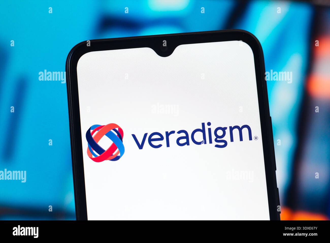 In this photo illustration, the Veradigm logo is seen displayed on a ...