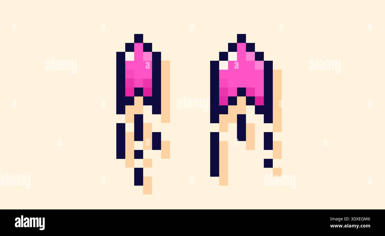 Pixel art 8 bit color tiny spaceships.  Stock Vector