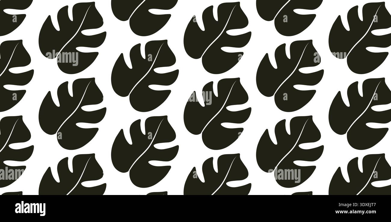Tropical Monstera Leaf Seamless Pattern Background for Textile Fabric Wallpaper Packaging Design Stock Vector