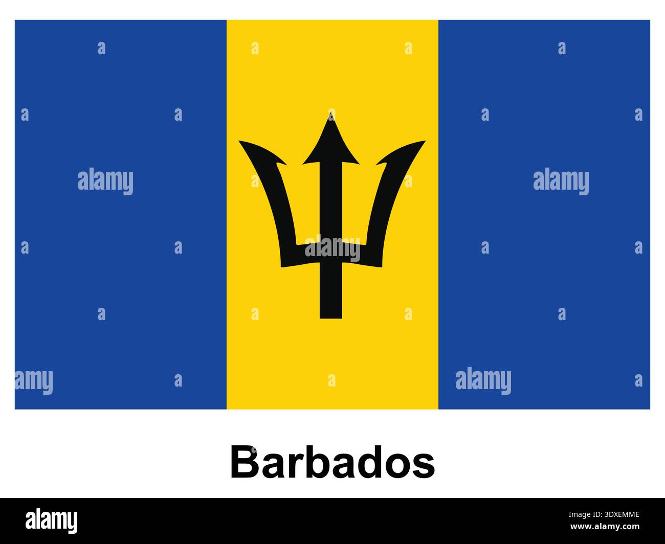 The Flag Of Barbados Showcases A Striking Design Featuring Bold Blue 