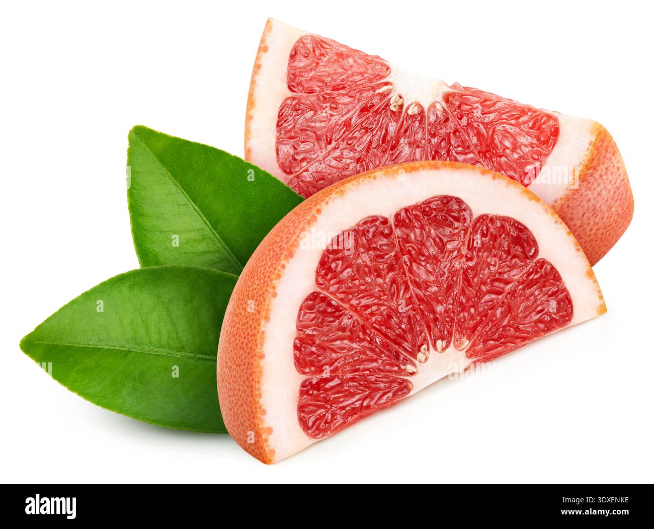 Grapefruit fruit with leaves isolate. Grapefruit on white. Grapefruit clipping path. Stock Photo
