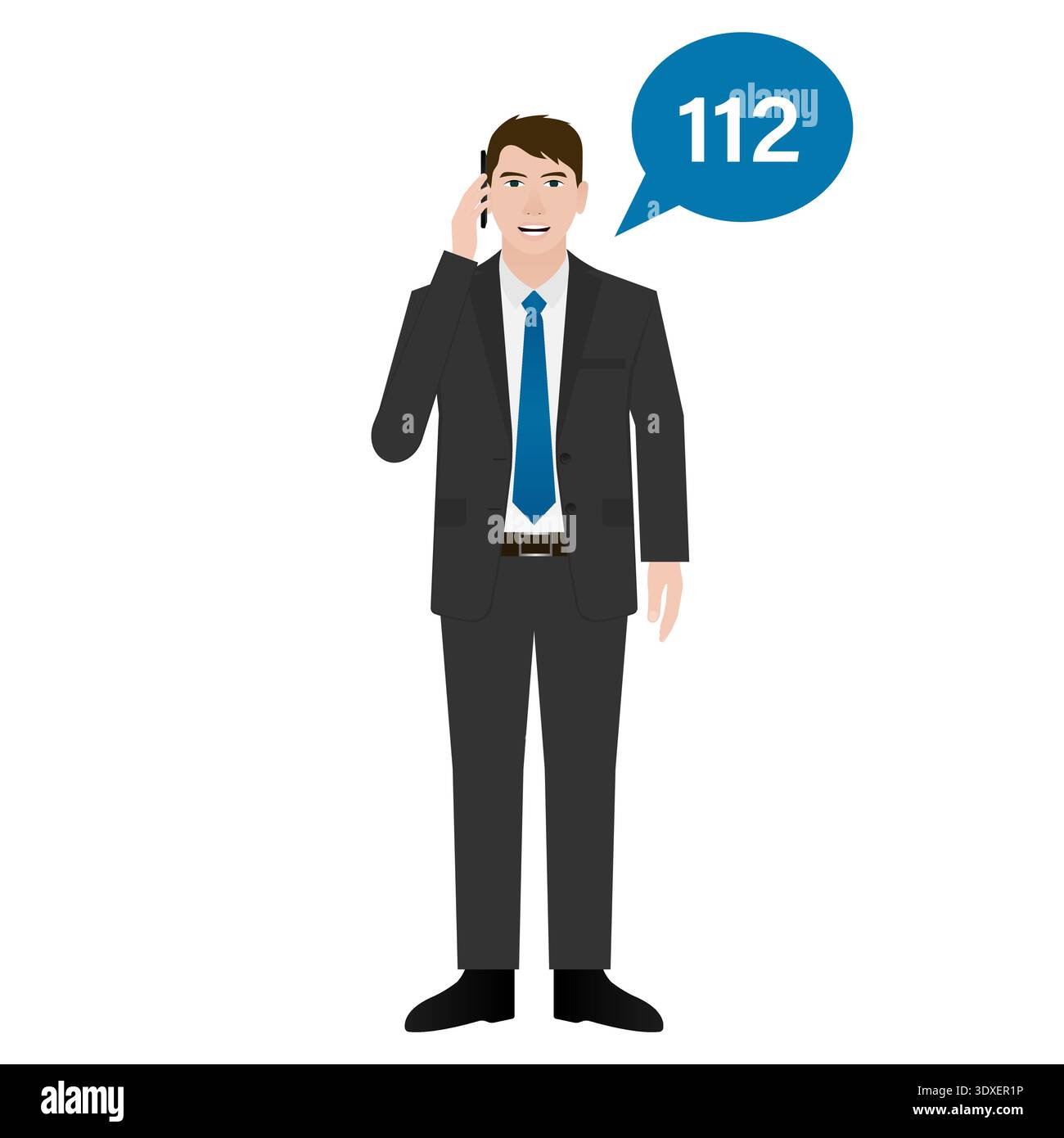 112 Emergency Call. Man Calling 112. Vector Illustration. Stock Vector