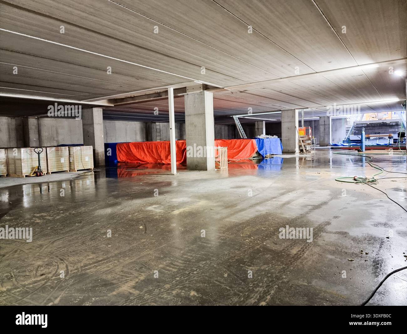 Under construction basement of new terminal of Eindhoven Airport, where ...