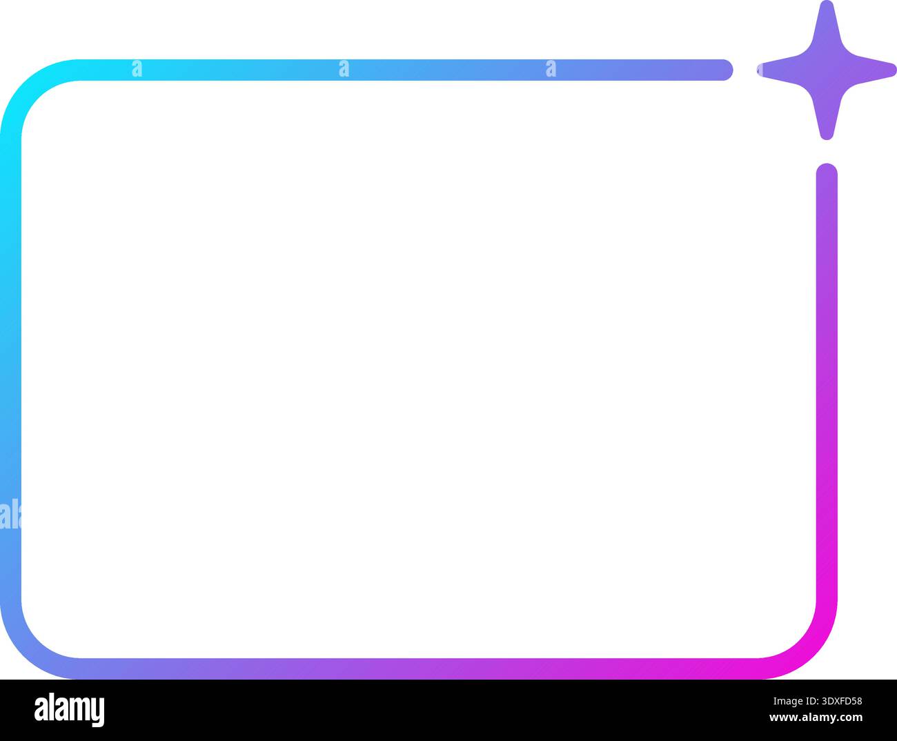 AI gradient rectangle frame. Artificial intelligence neon line border with star. Technology box with blue pink gradient. Neural network bar. Vector Stock Vector