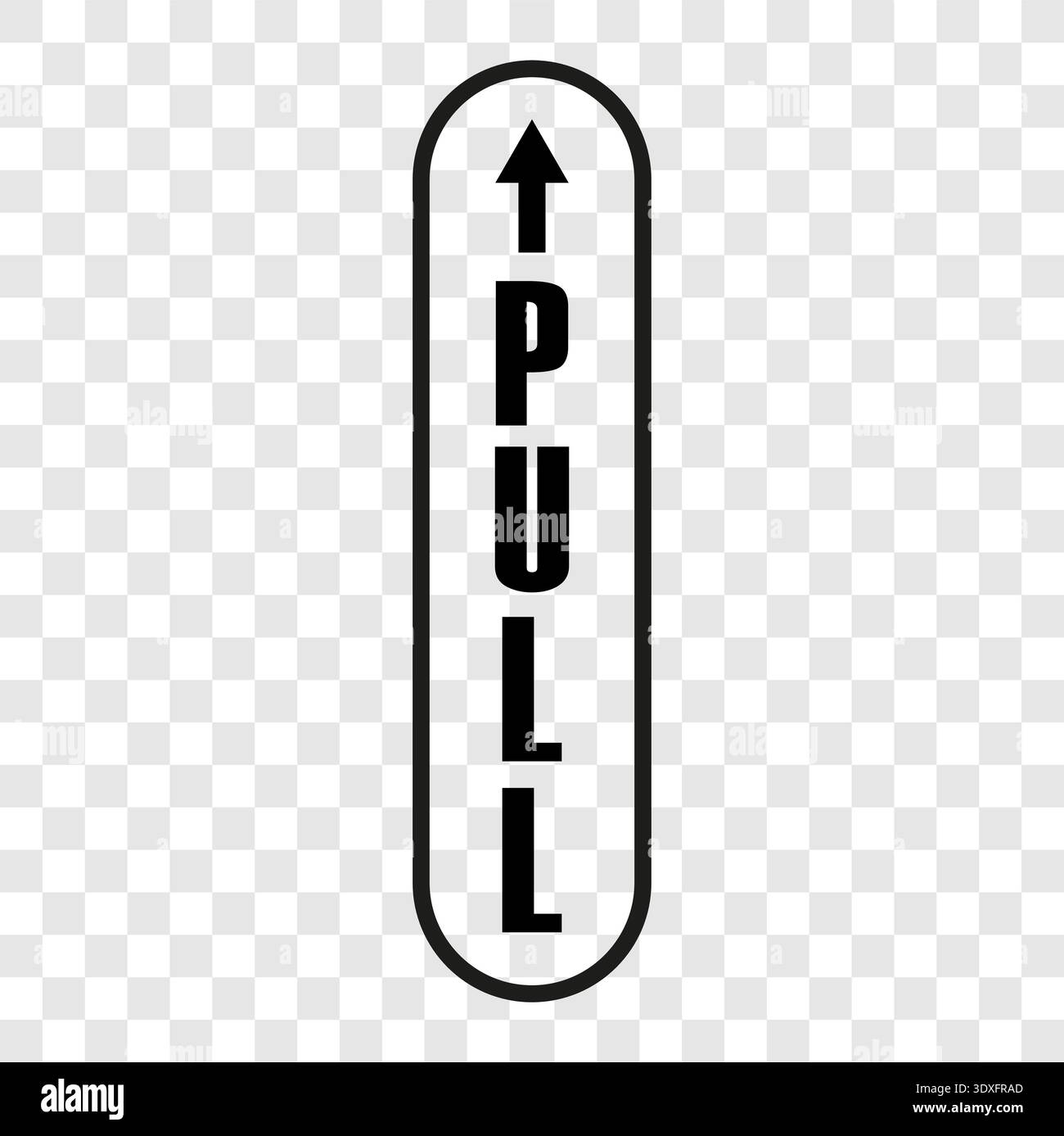 Vertical door sticker. PULL text sign. Vector arrow symbol. Black navigation sign. Office entrance glass plate signs. Stock Vector