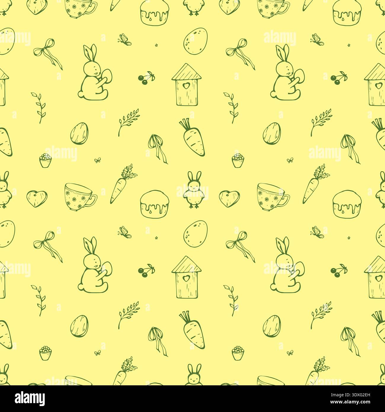 Whimsy cute Spring and Happy Easter pattern Stock Vector