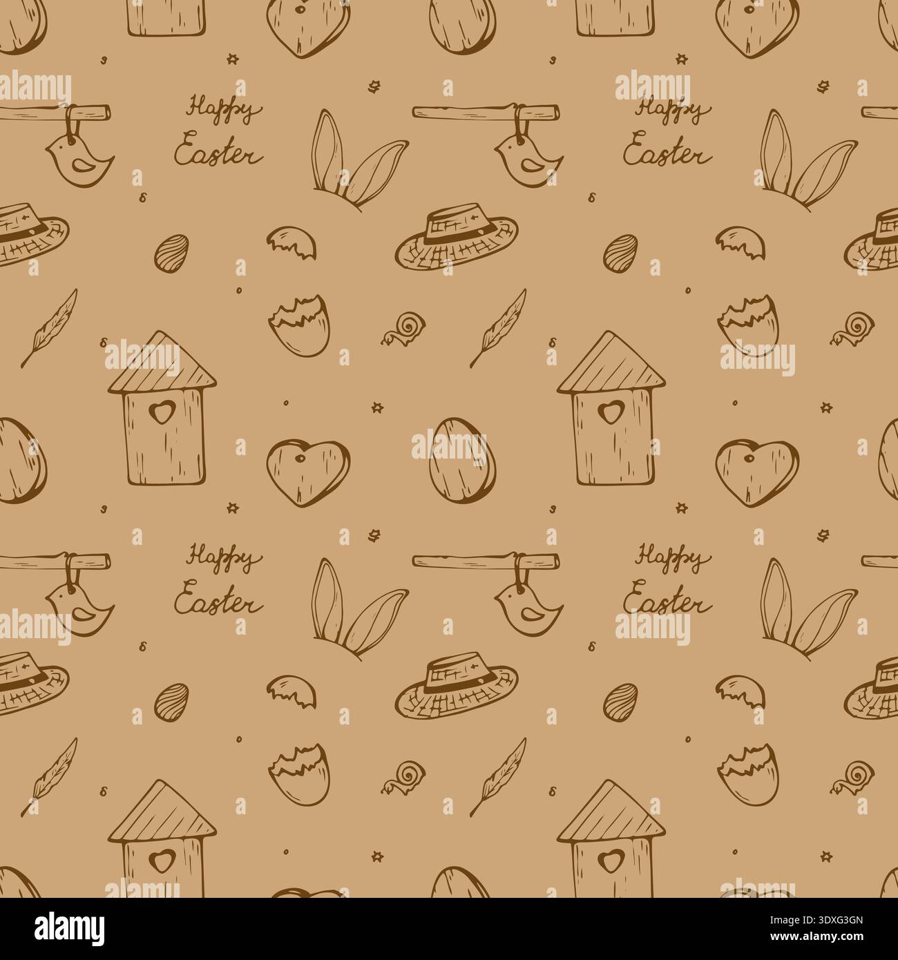 Whimsy cute Spring and Happy Easter pattern Stock Vector
