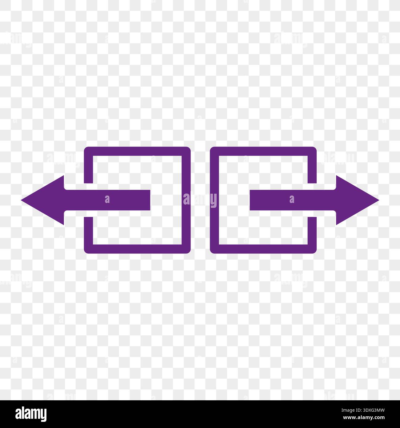 International purple square. Professional transfer Vector. Contemporary directional arrows. Technological interface navigation Stock Vector