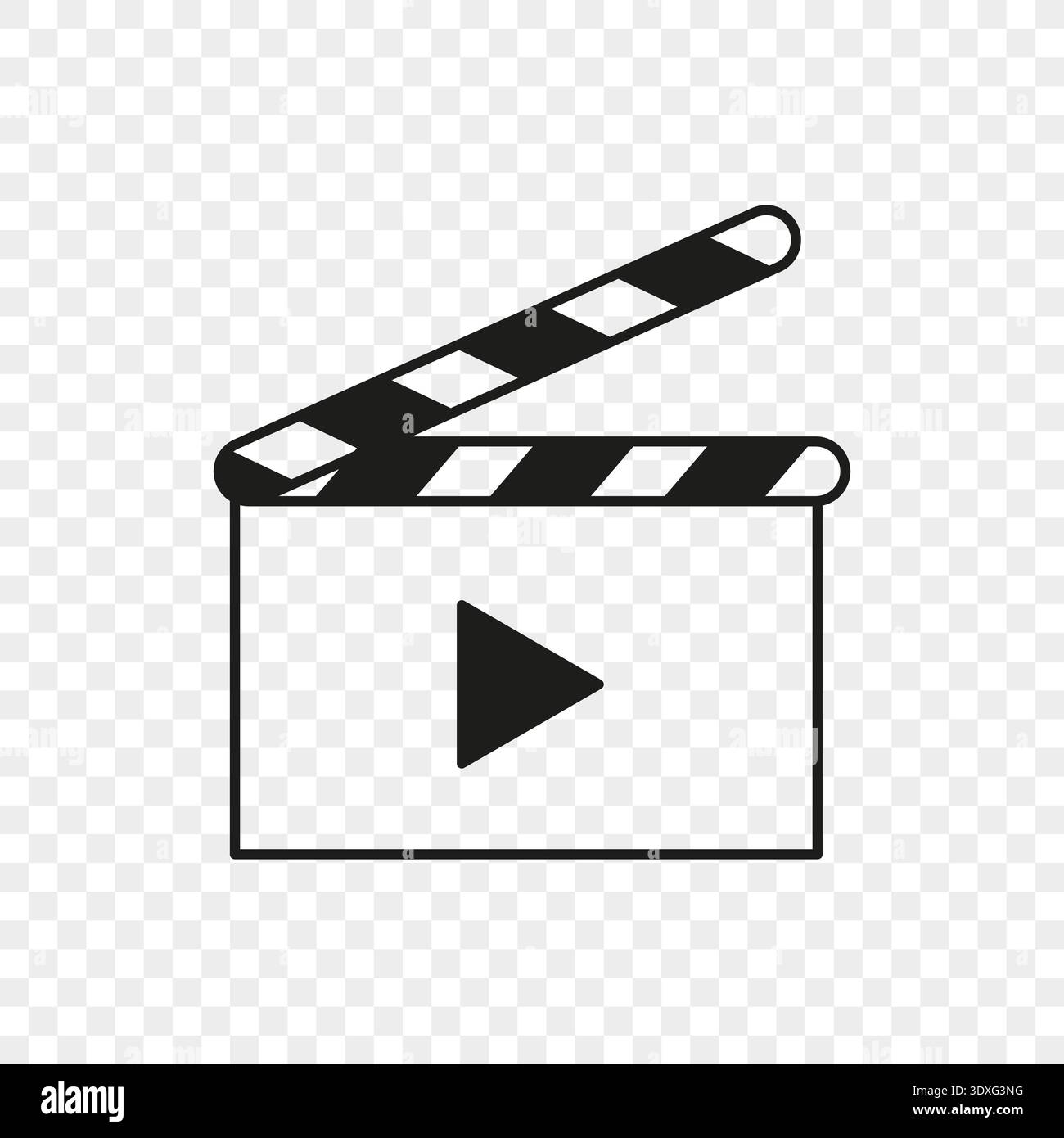 Professional clapperboard icons. Sophisticated Vector symbols. Professional play tools. Filmmaking action signs. Stock Vector