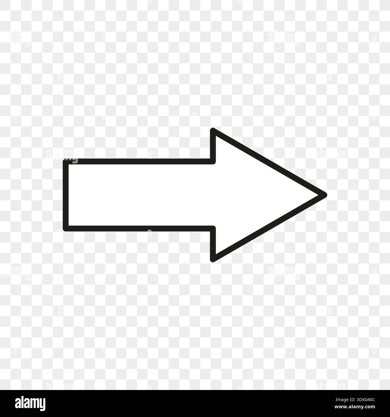 Right direction arrow. Forward motion Vector. Navigation point symbol. Next step sign. Stock Vector