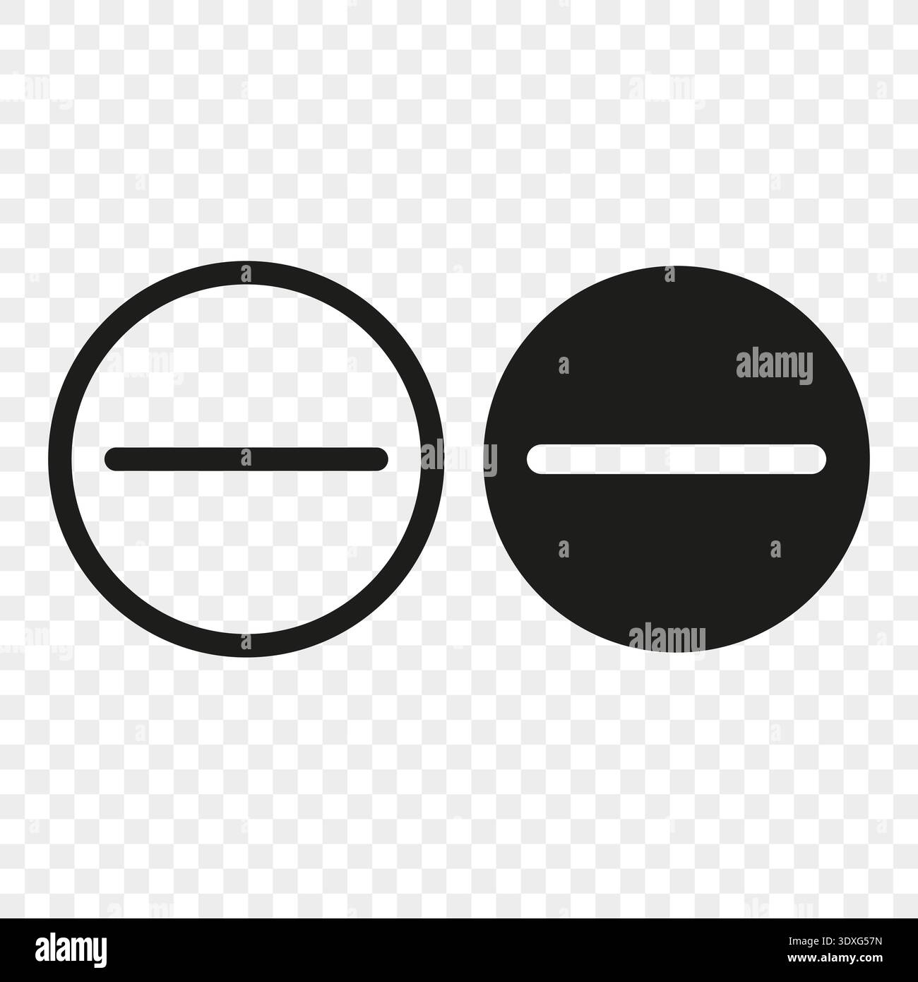 Negative sign set. Minus symbol circle. Vector button icons. Remove element marks. Interface navigation label sets. Stock Vector
