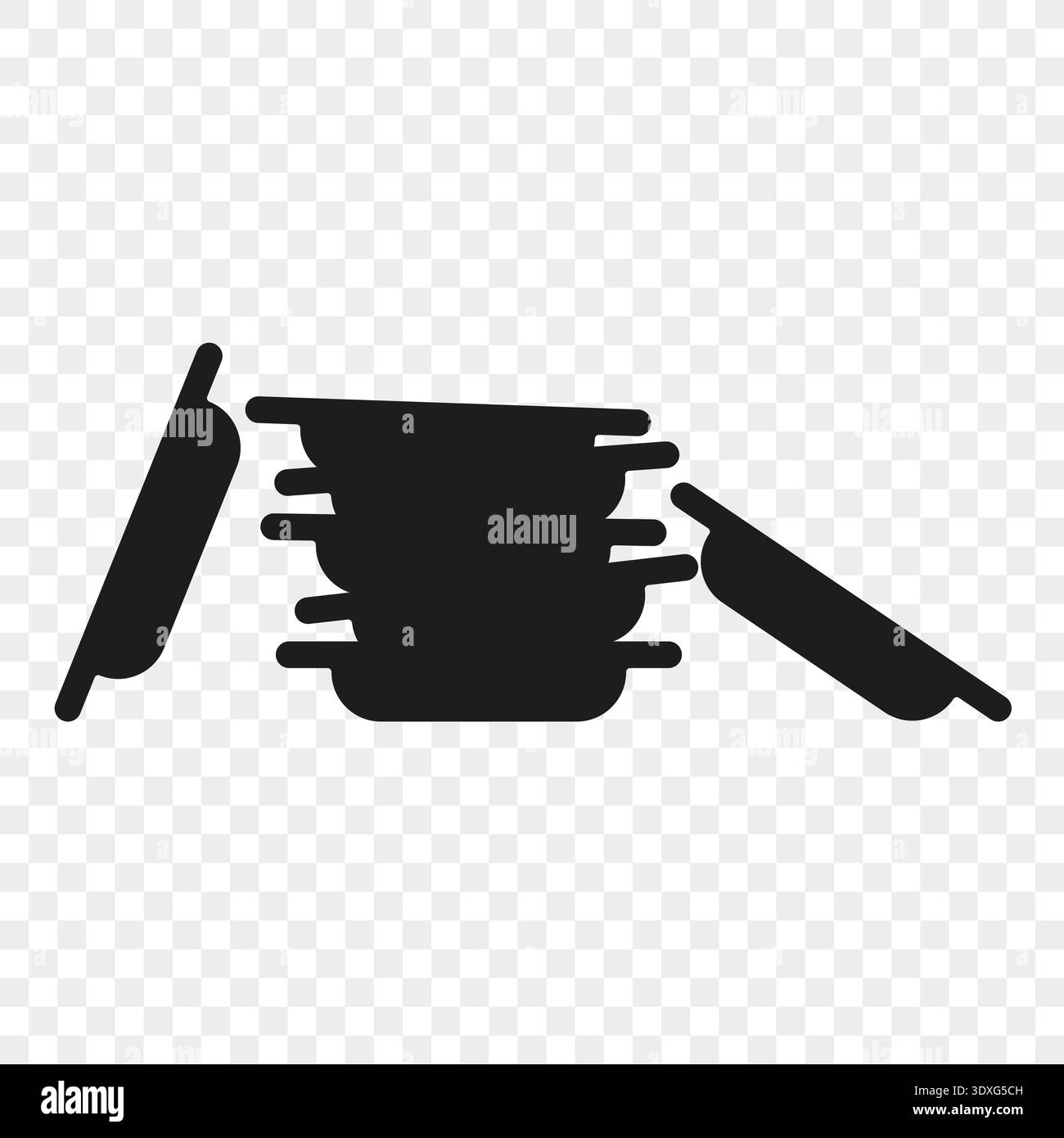 Kitchen plates stack. Dinner dish Vector. Ceramic bowl silhouette. Restaurant tableware set. Stock Vector