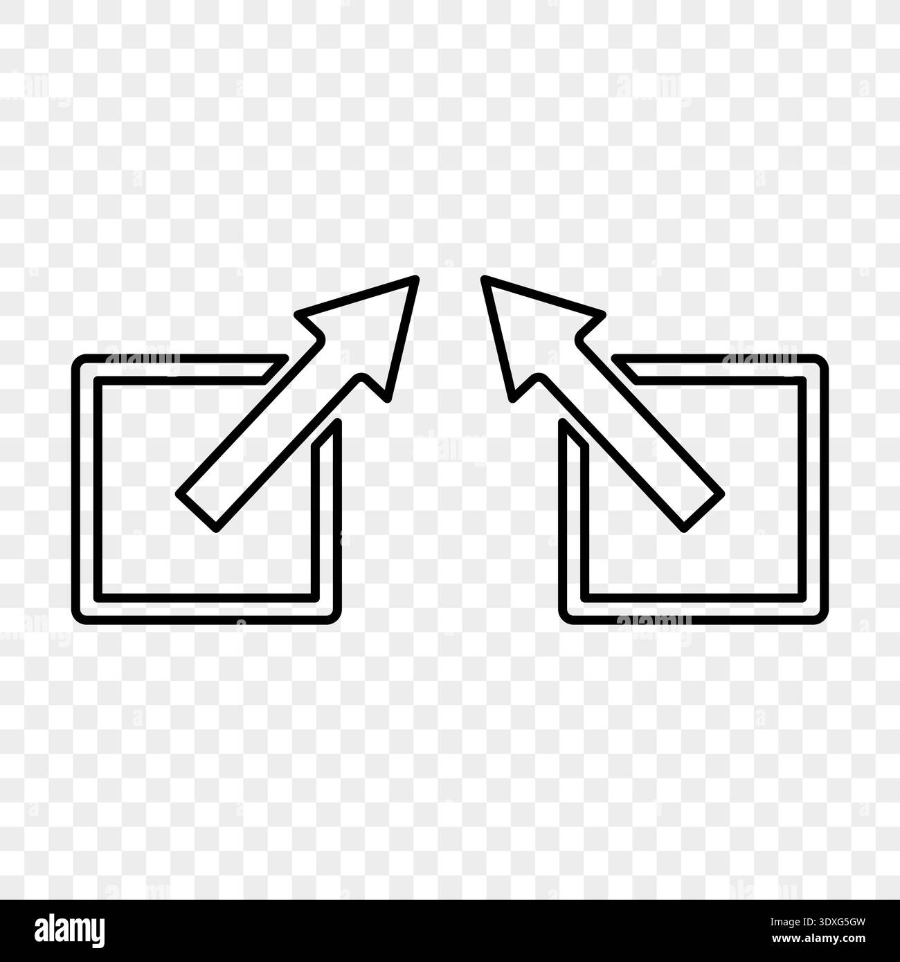 Expansion transition squares. Professional transfer Vector. Contemporary directional arrows. Technological interface navigation. Stock Vector