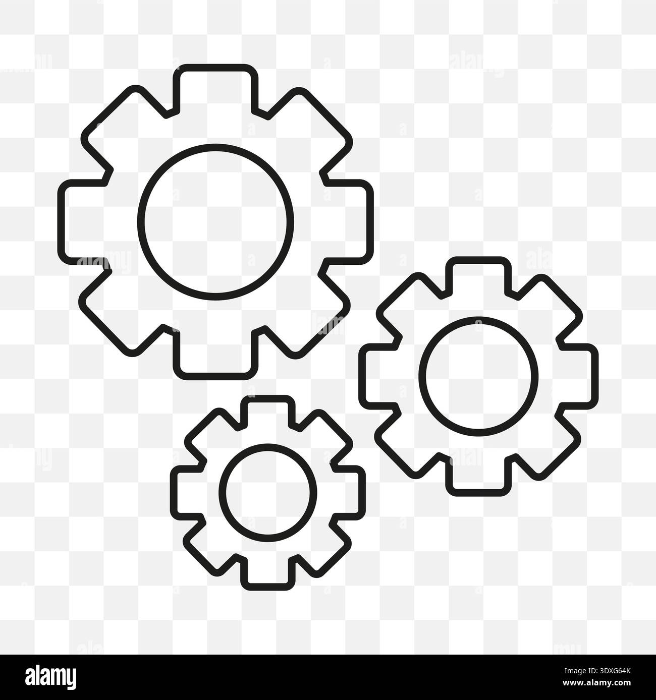 Industrial gear set. Machine engine Vector. Mechanical cogwheel system. Technical work symbol. Stock Vector