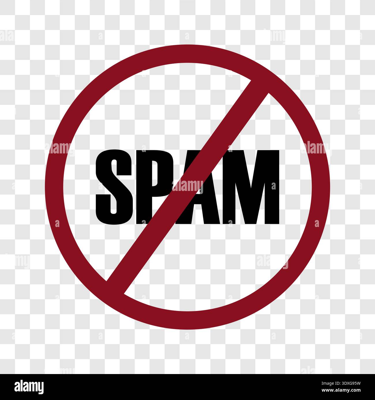 No spam sign. Prohibited text Vector. Security alert symbol. Forbidden ...
