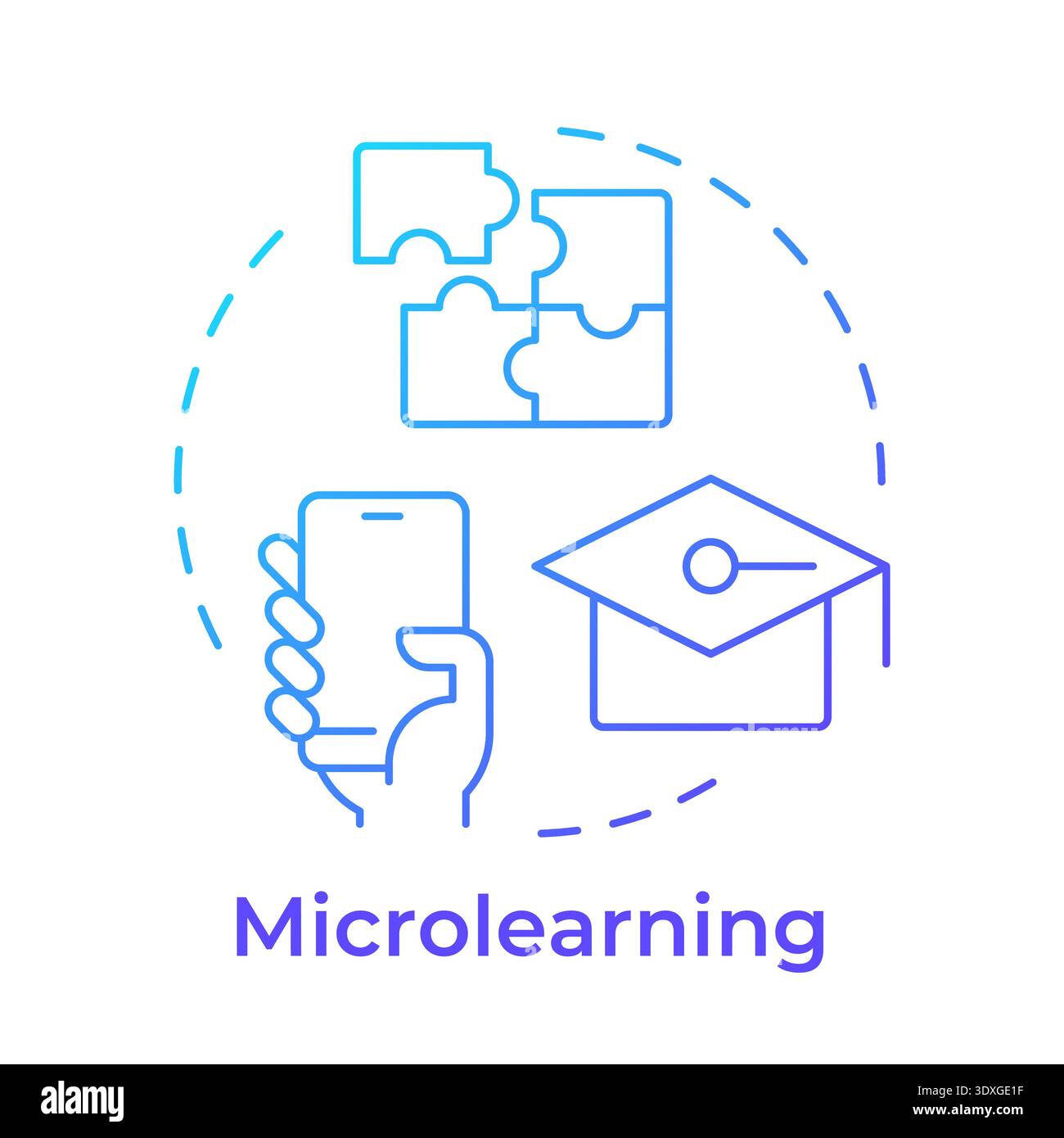 Microlearning blue gradient concept icon Stock Vector