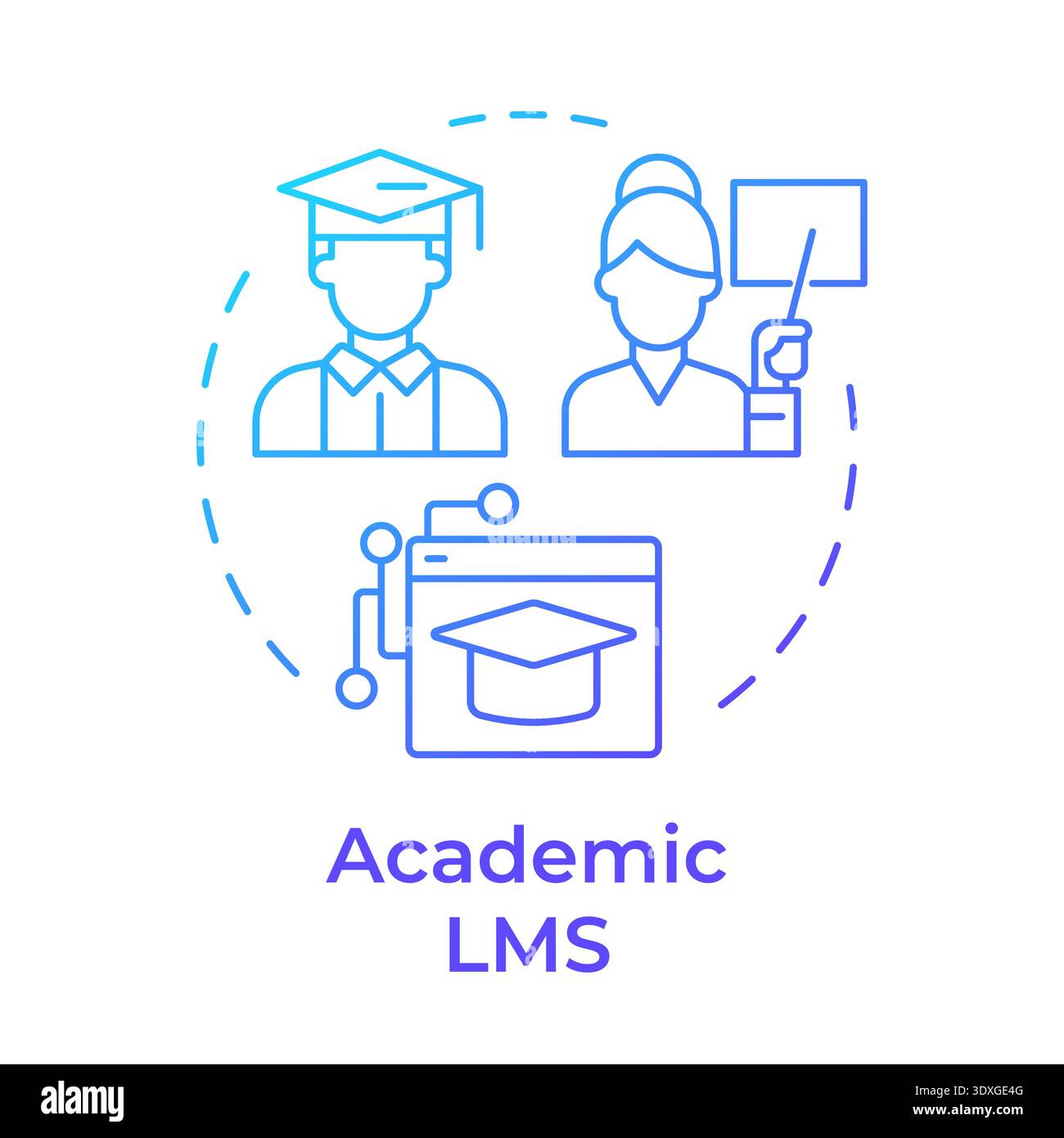 Academic lms blue gradient concept icon Stock Vector