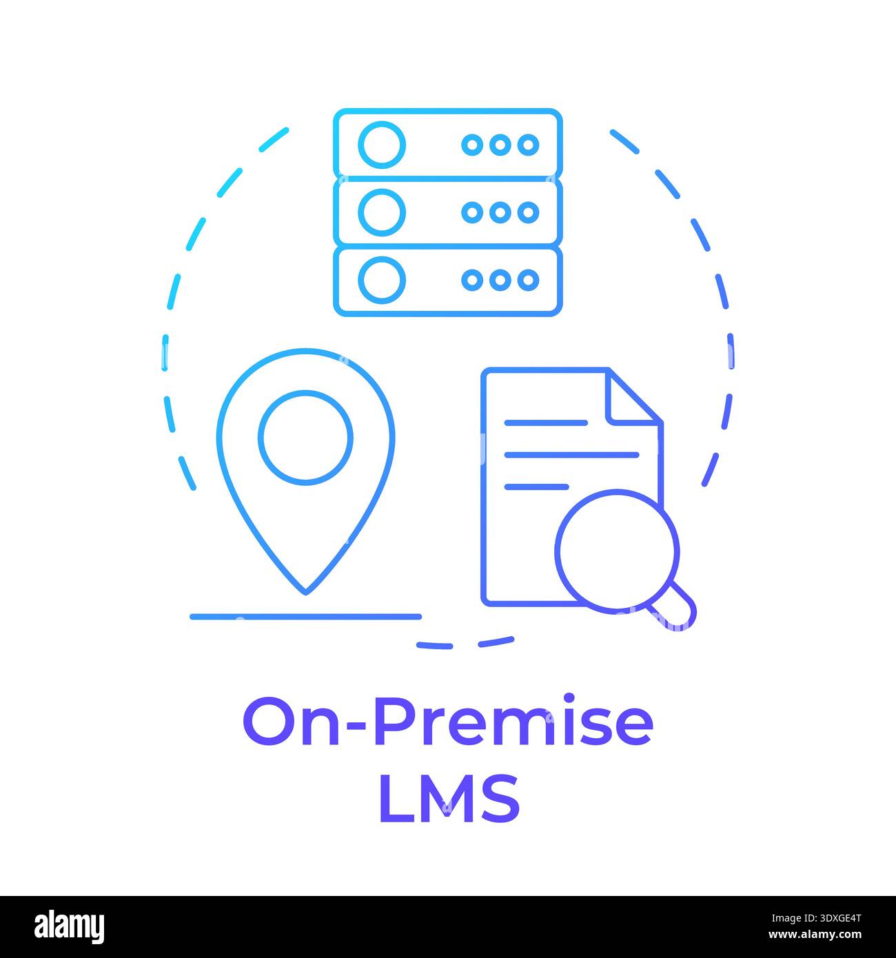 On-premise lms blue gradient concept icon Stock Vector