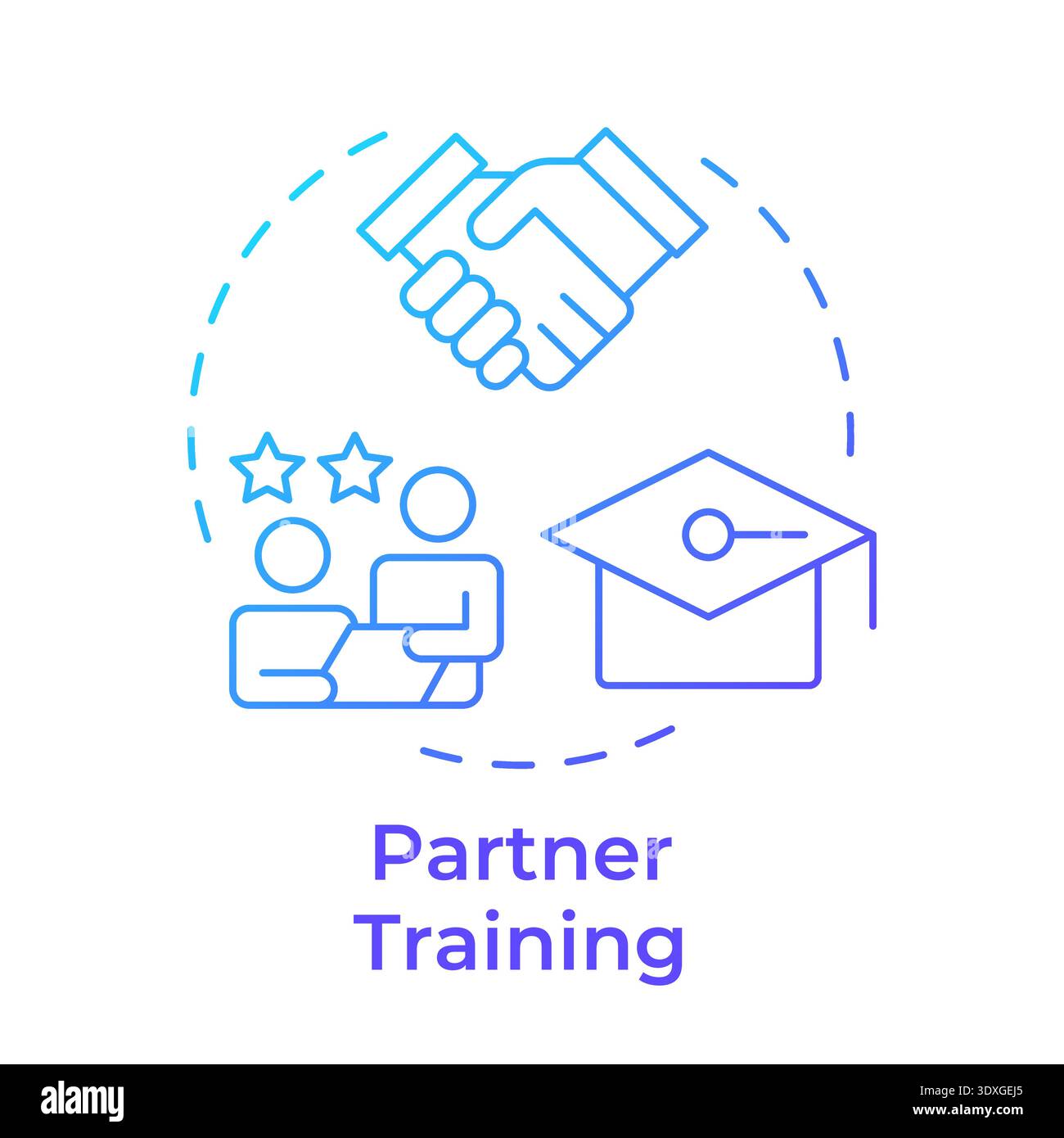Partner training blue gradient concept icon Stock Vector