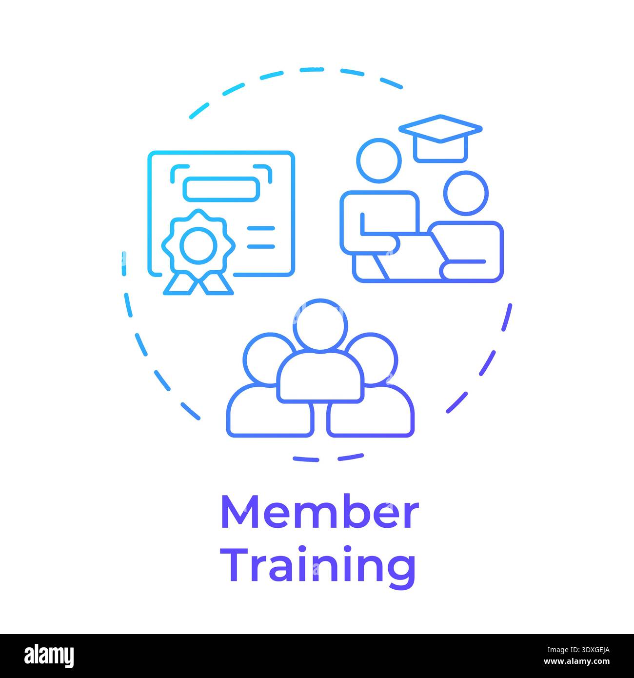 Member training blue gradient concept icon Stock Vector