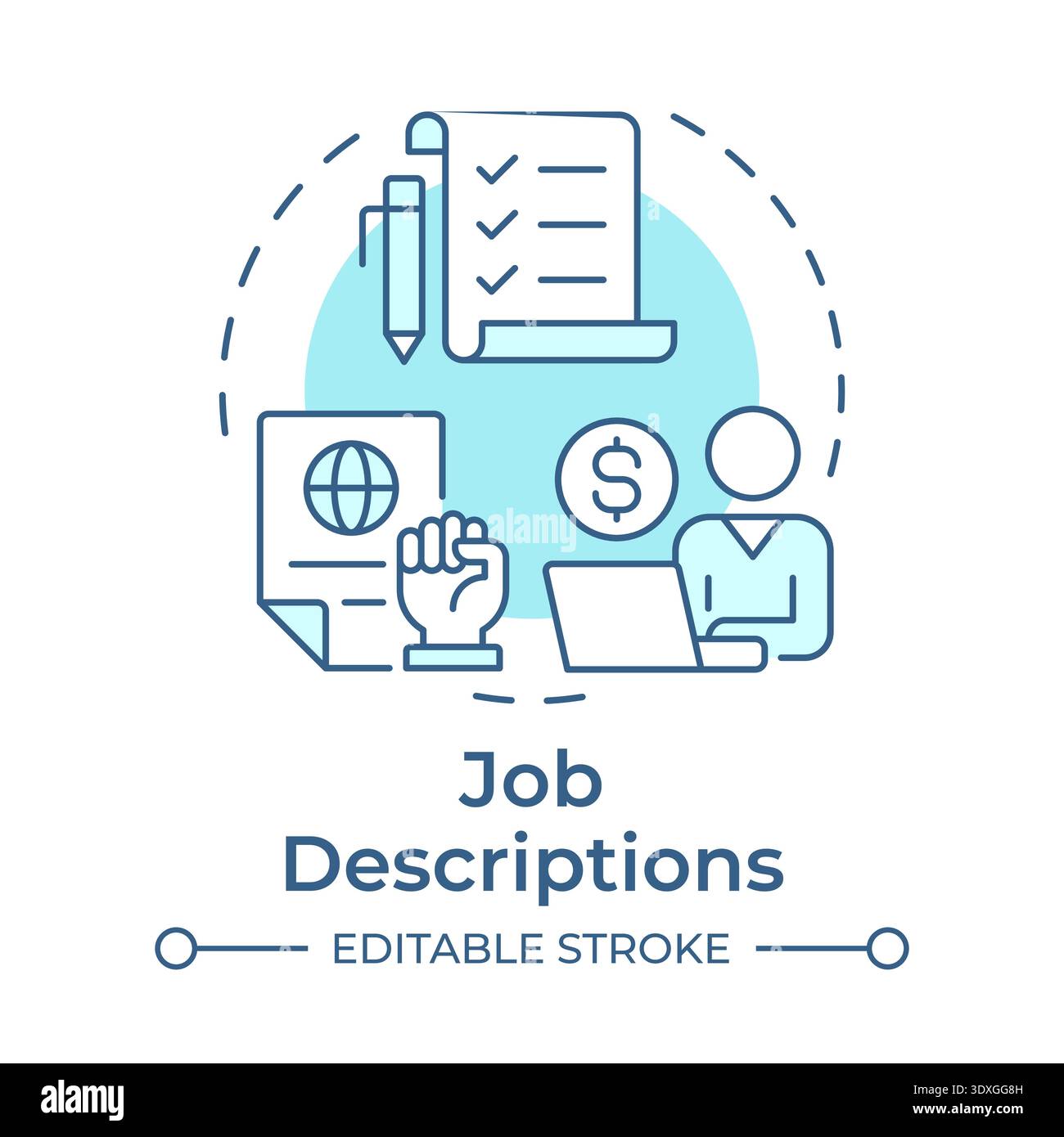 Job descriptions soft blue concept icon Stock Vector