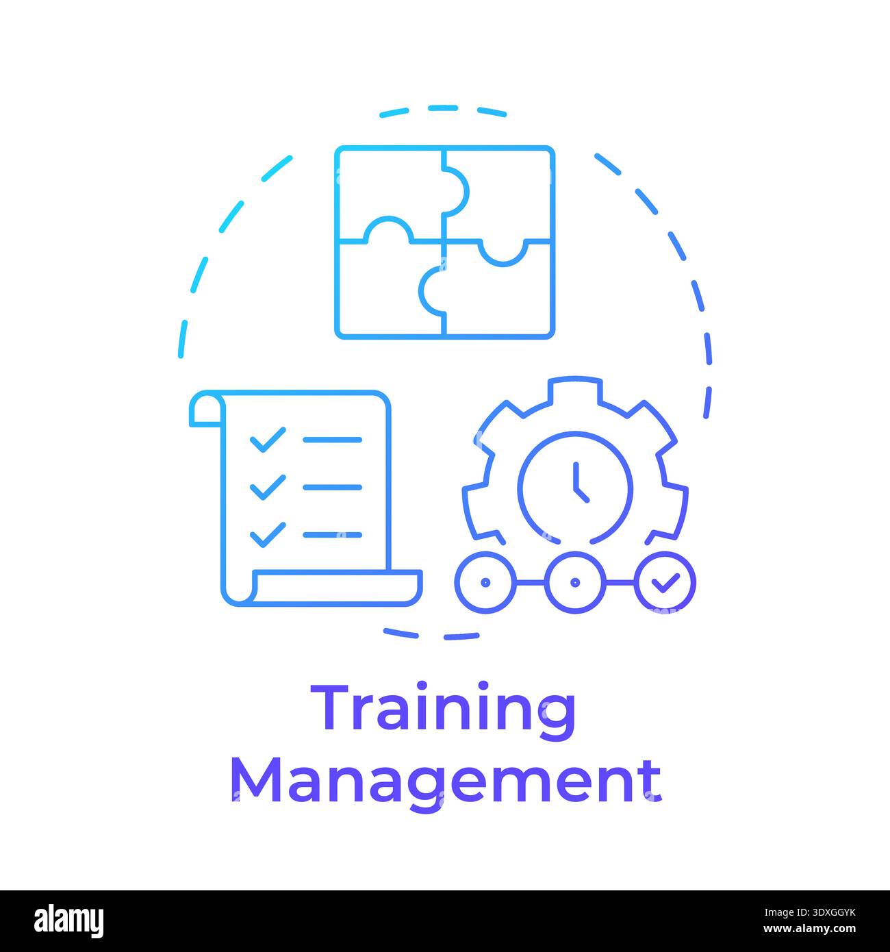 Training management blue gradient concept icon Stock Vector