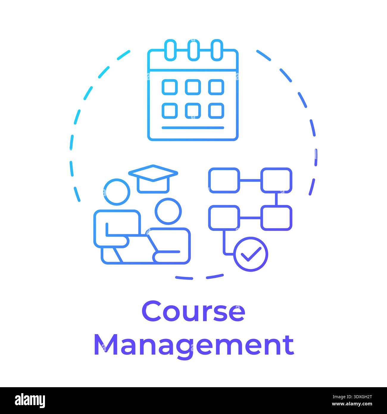 Course management blue gradient concept icon Stock Vector