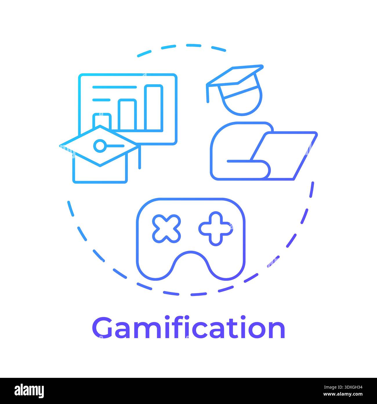 Gamification blue gradient concept icon Stock Vector