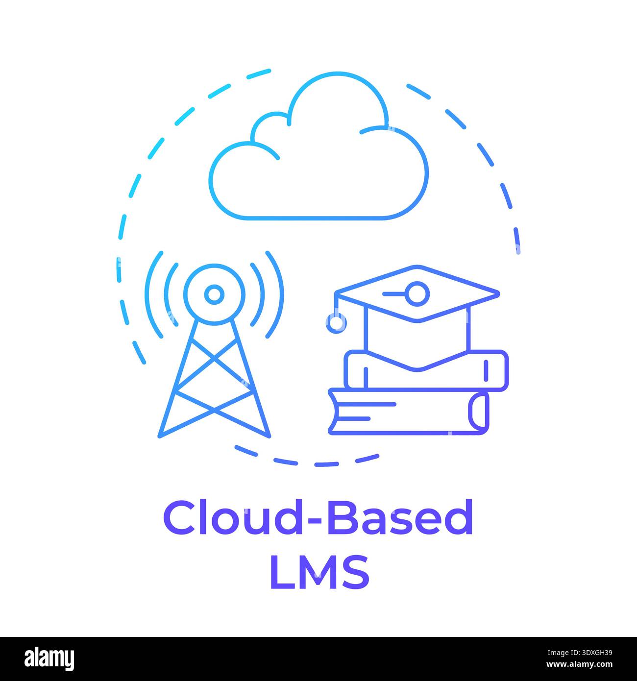 Cloud based lms blue gradient concept icon Stock Vector