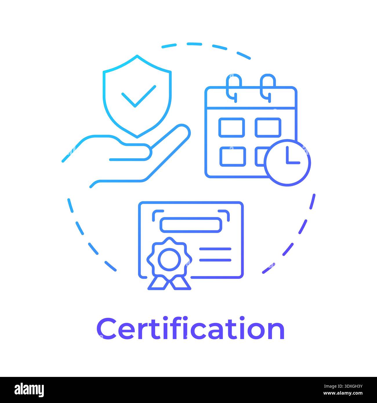 Certification blue gradient concept icon Stock Vector