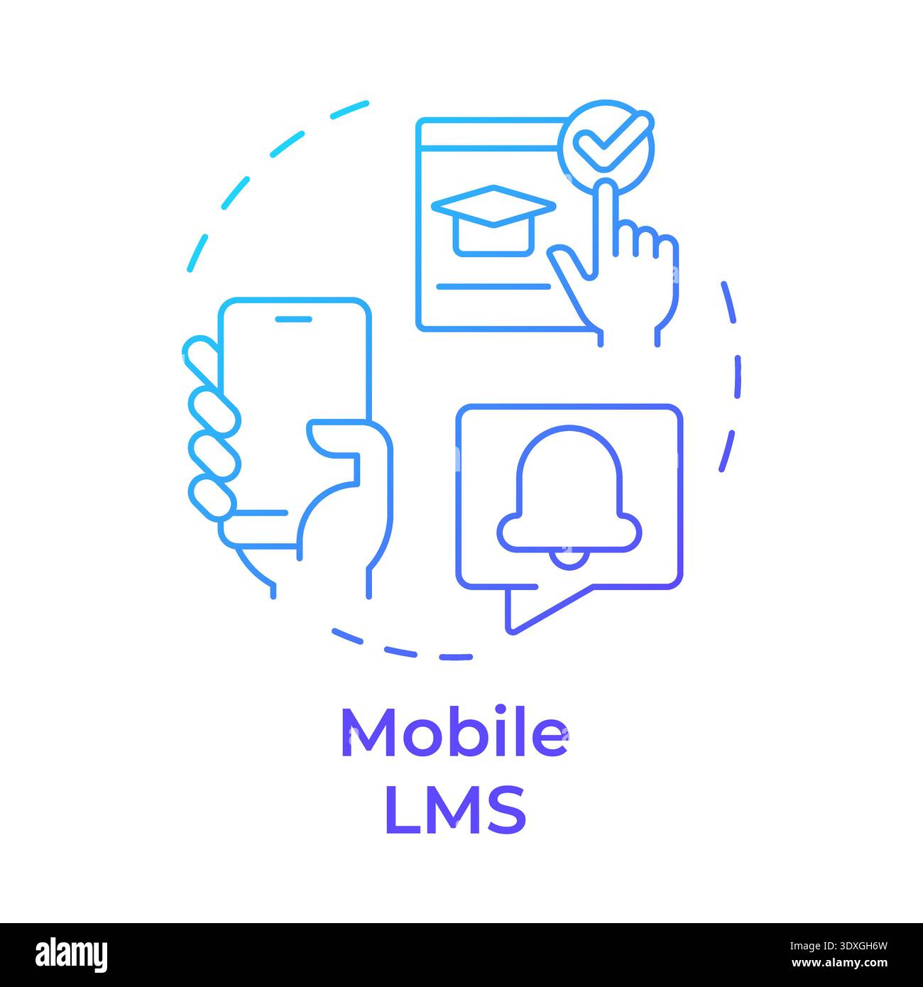 Mobile lms blue gradient concept icon Stock Vector