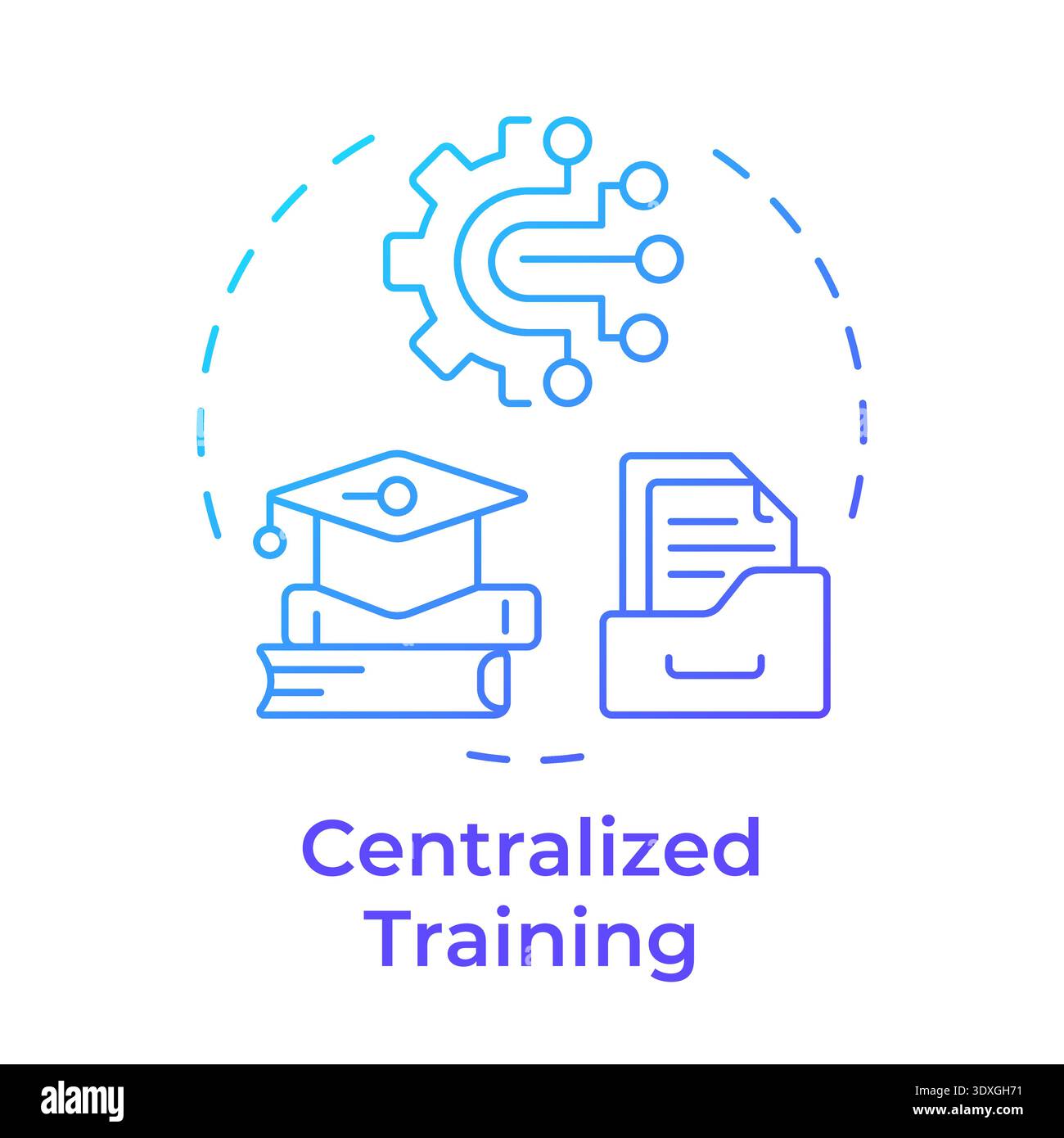 Centralized training blue gradient concept icon Stock Vector