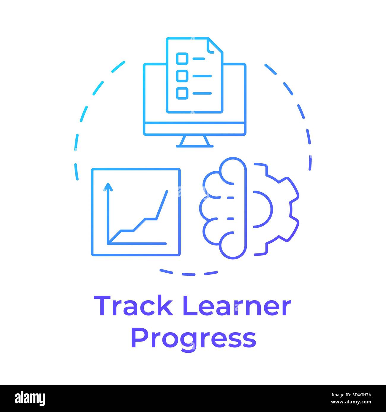 Track learner progress blue gradient concept icon Stock Vector