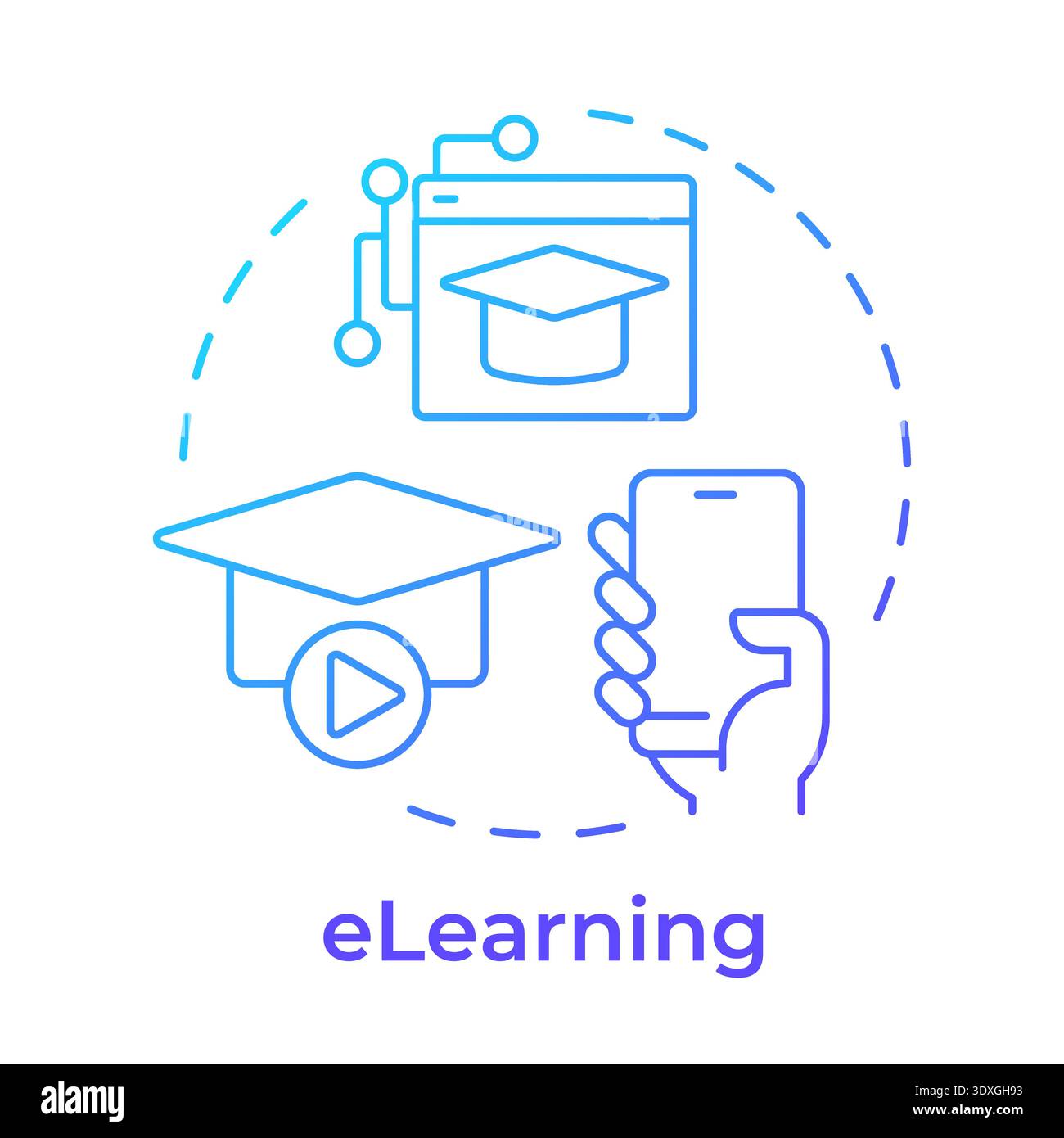 Elearning blue gradient concept icon Stock Vector
