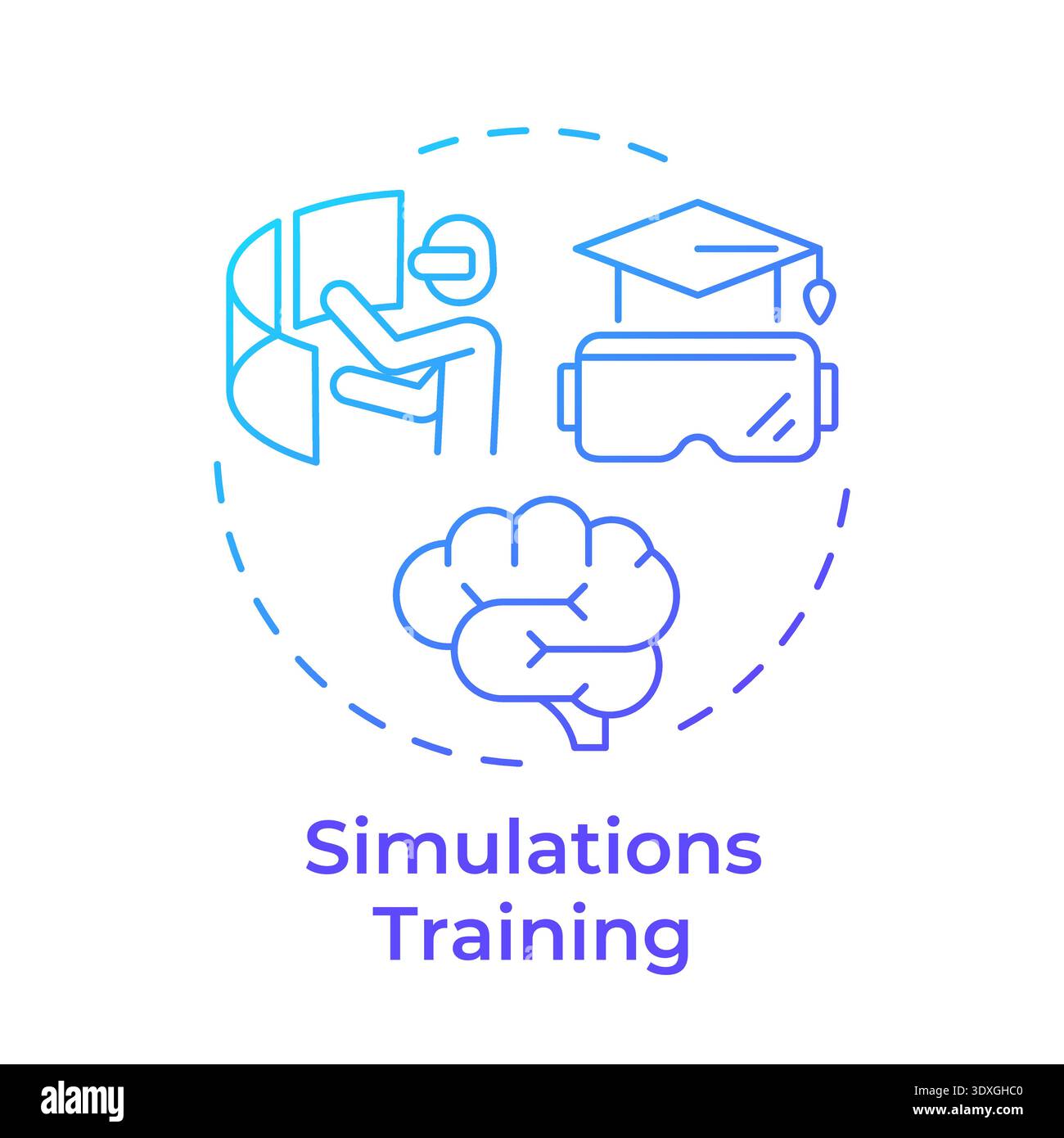 Simulations training blue gradient concept icon Stock Vector