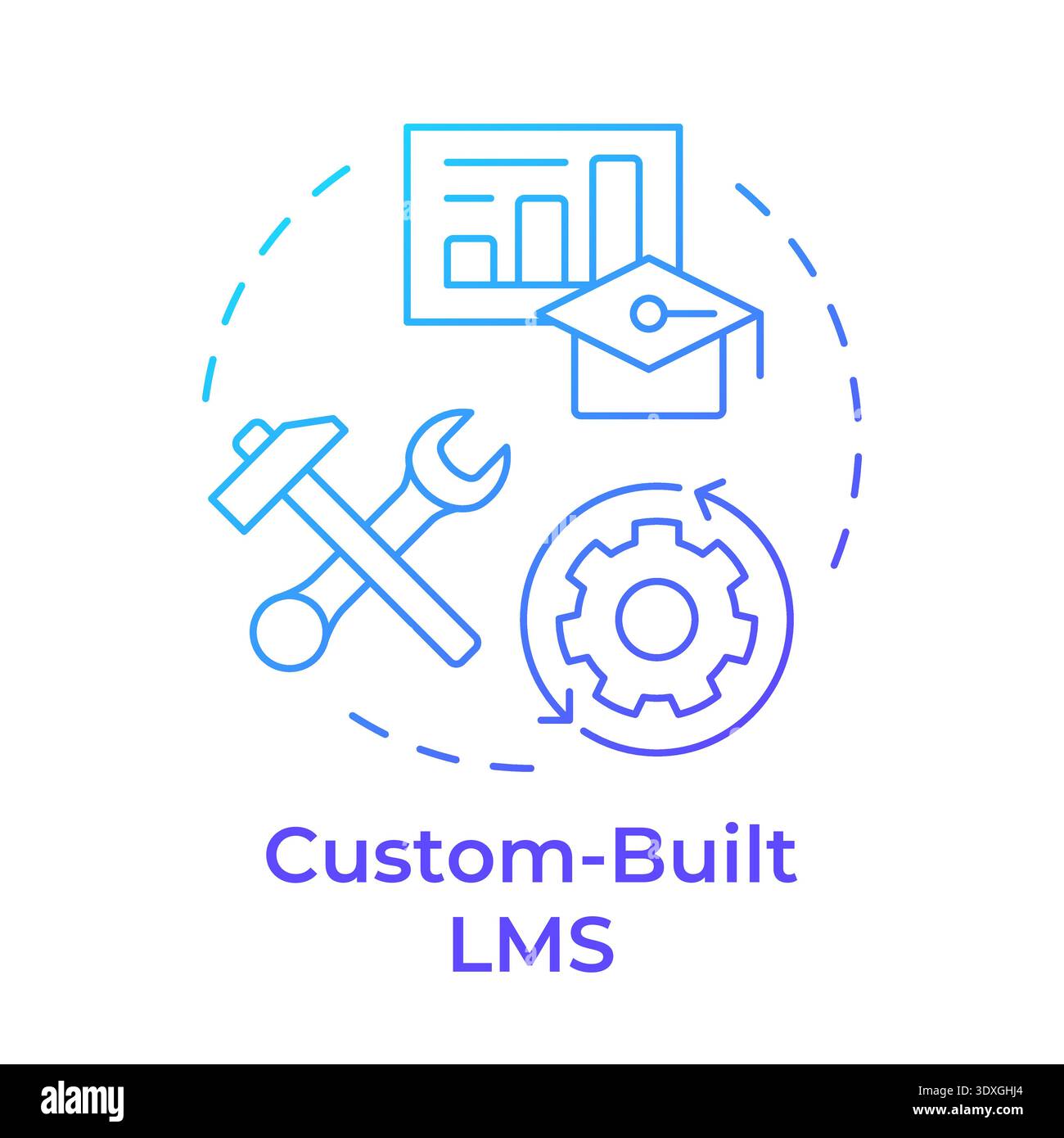 Custom built lms blue gradient concept icon Stock Vector