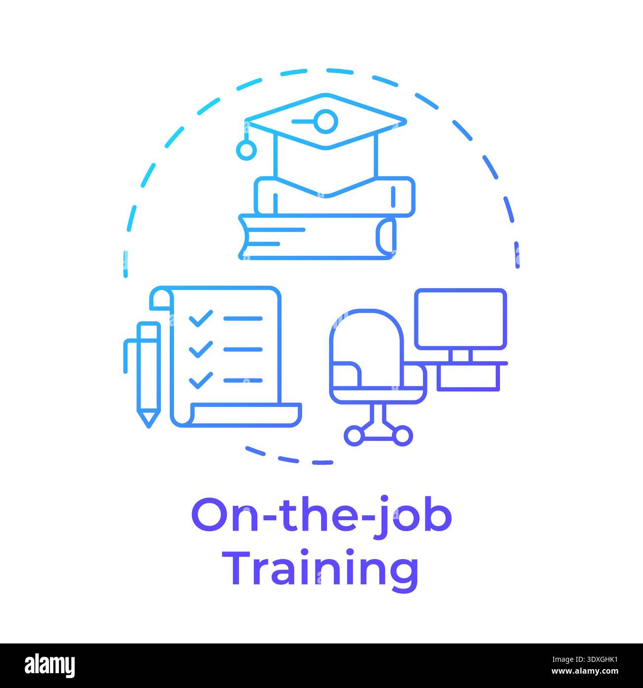 On the job training blue gradient concept icon Stock Vector