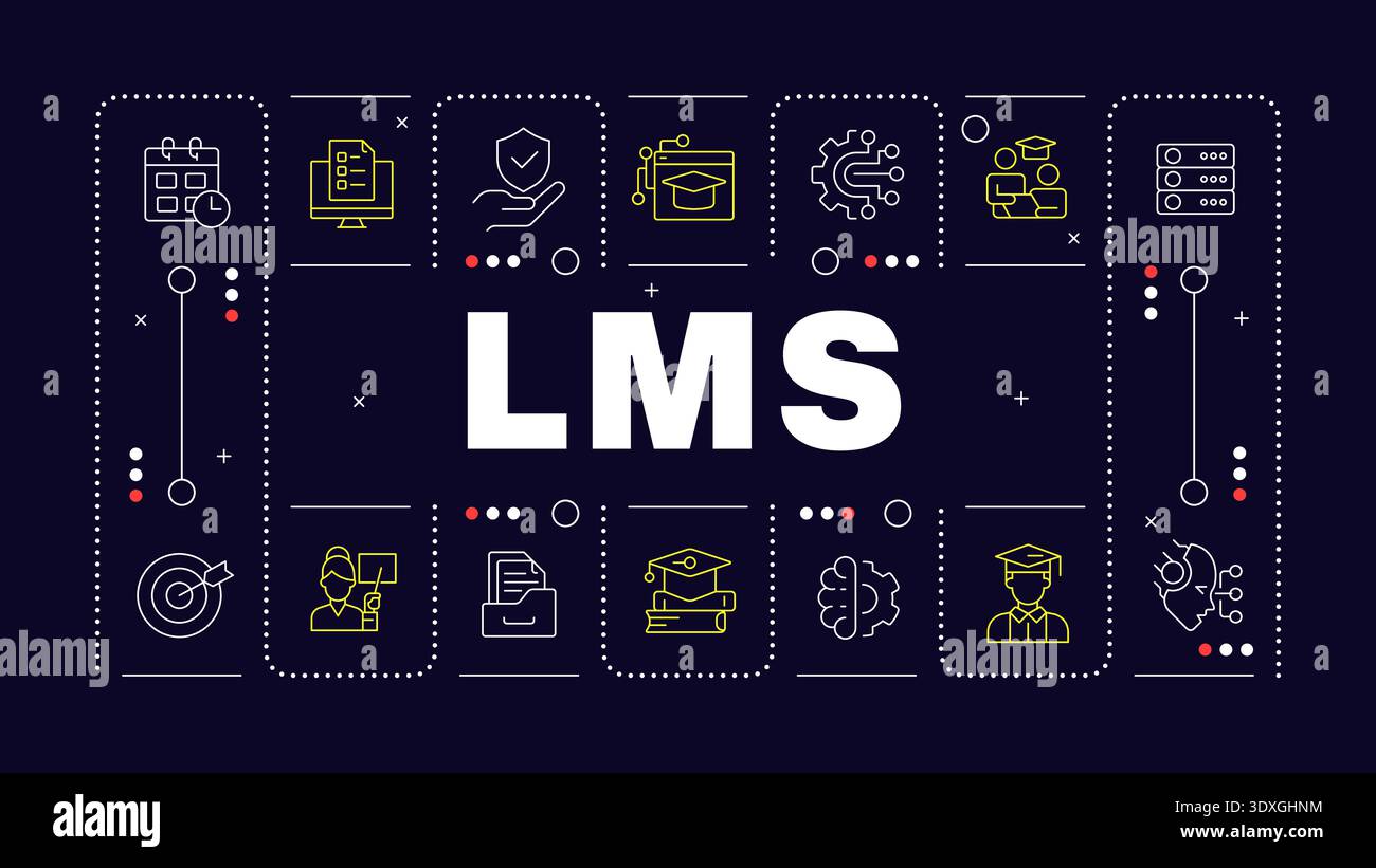 LMS dark blue word concept Stock Vector