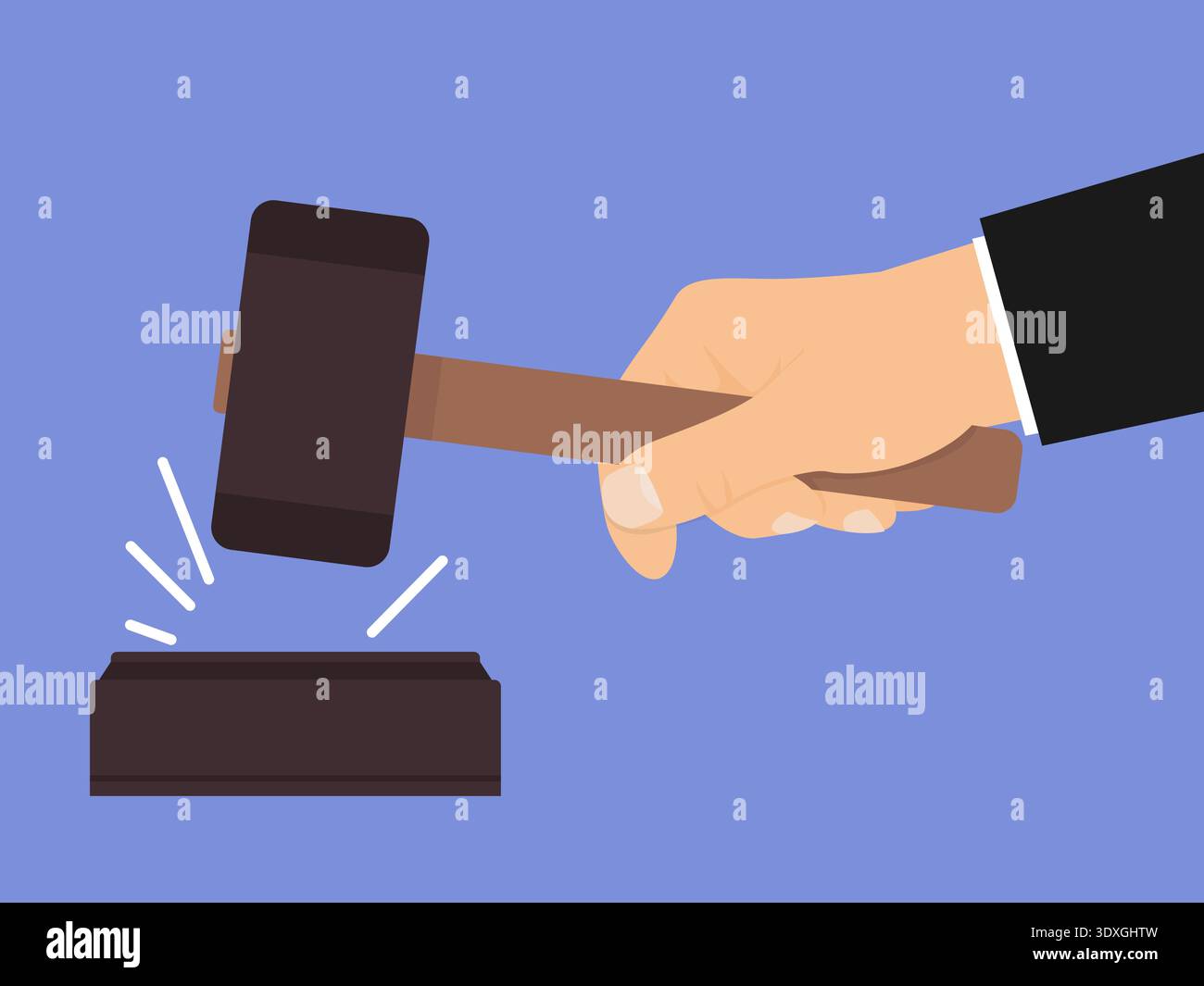 Judge gavel striking sounding block Stock Vector