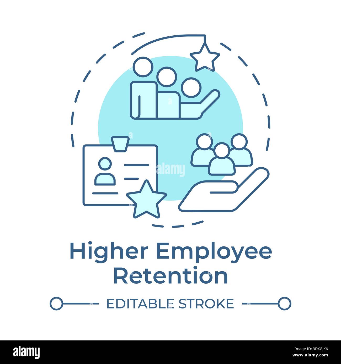 Higher employee retention soft blue concept icon Stock Vector