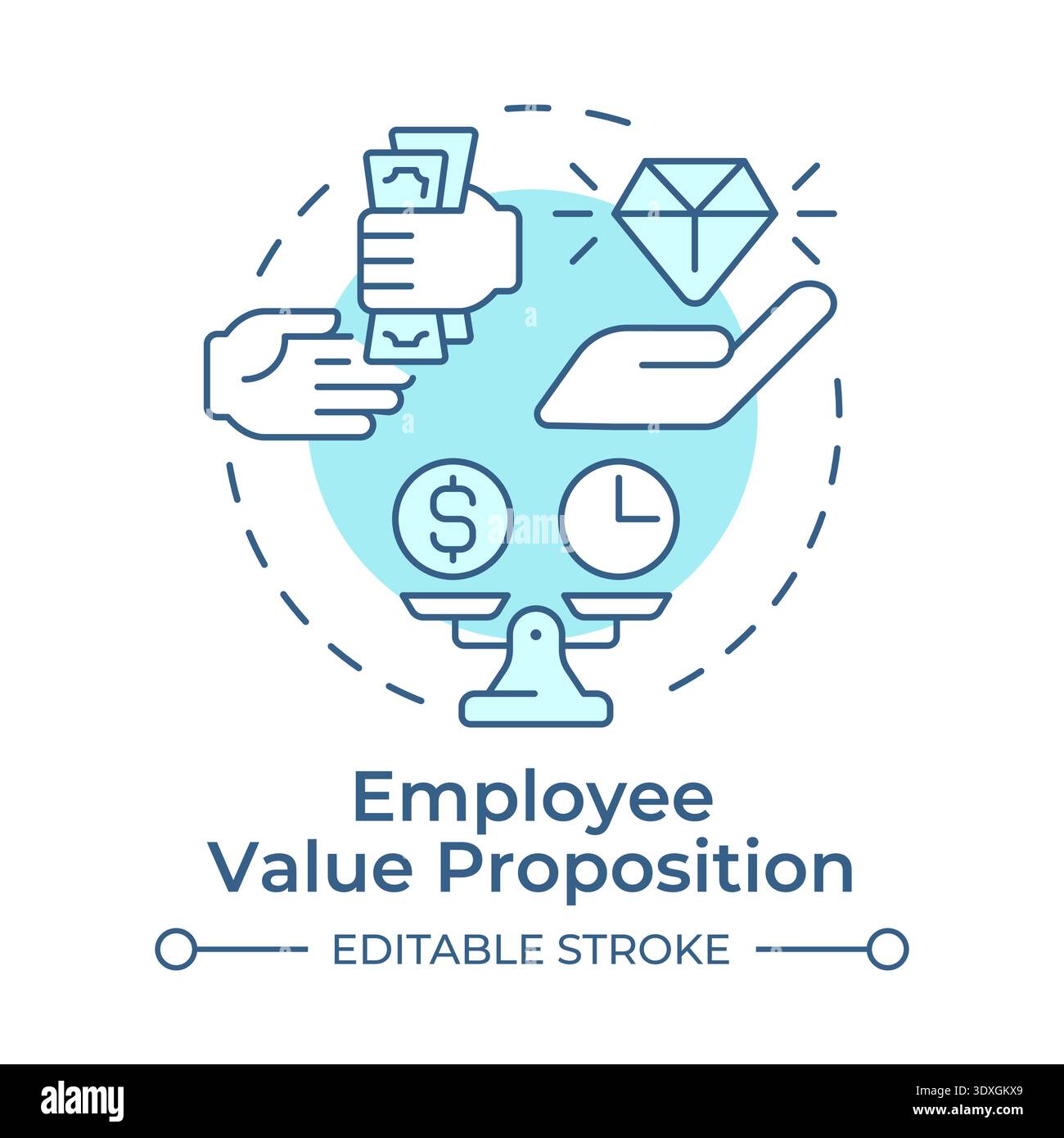 Employee value proposition soft blue concept icon Stock Vector