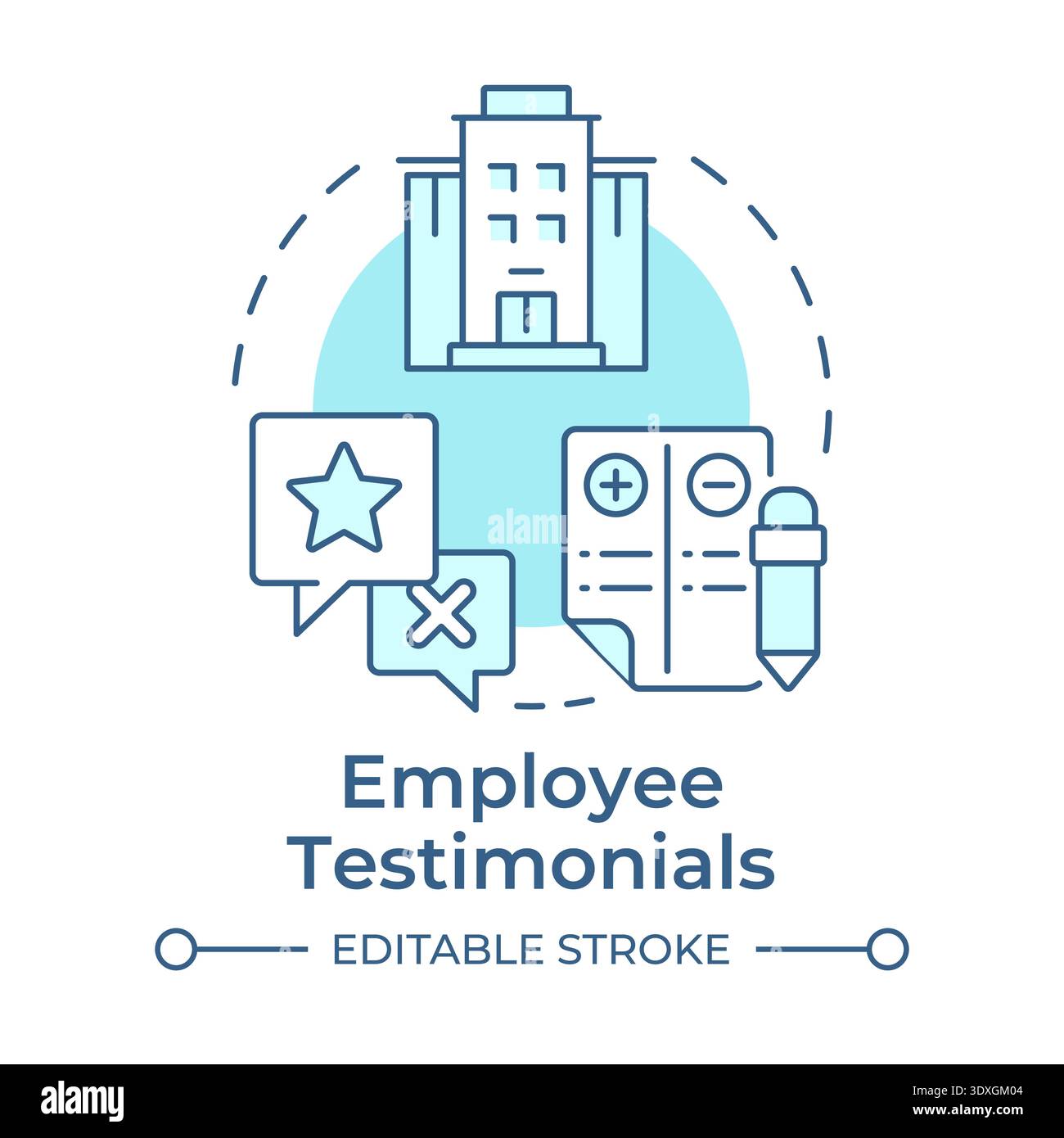Employee testimonials soft blue concept icon Stock Vector