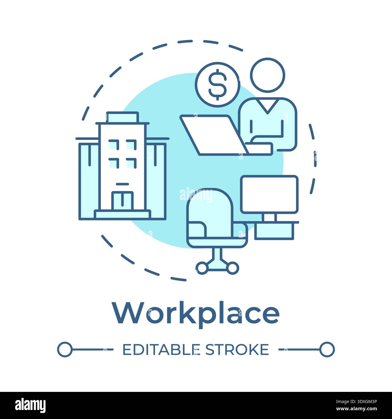 Workplace soft blue concept icon Stock Vector